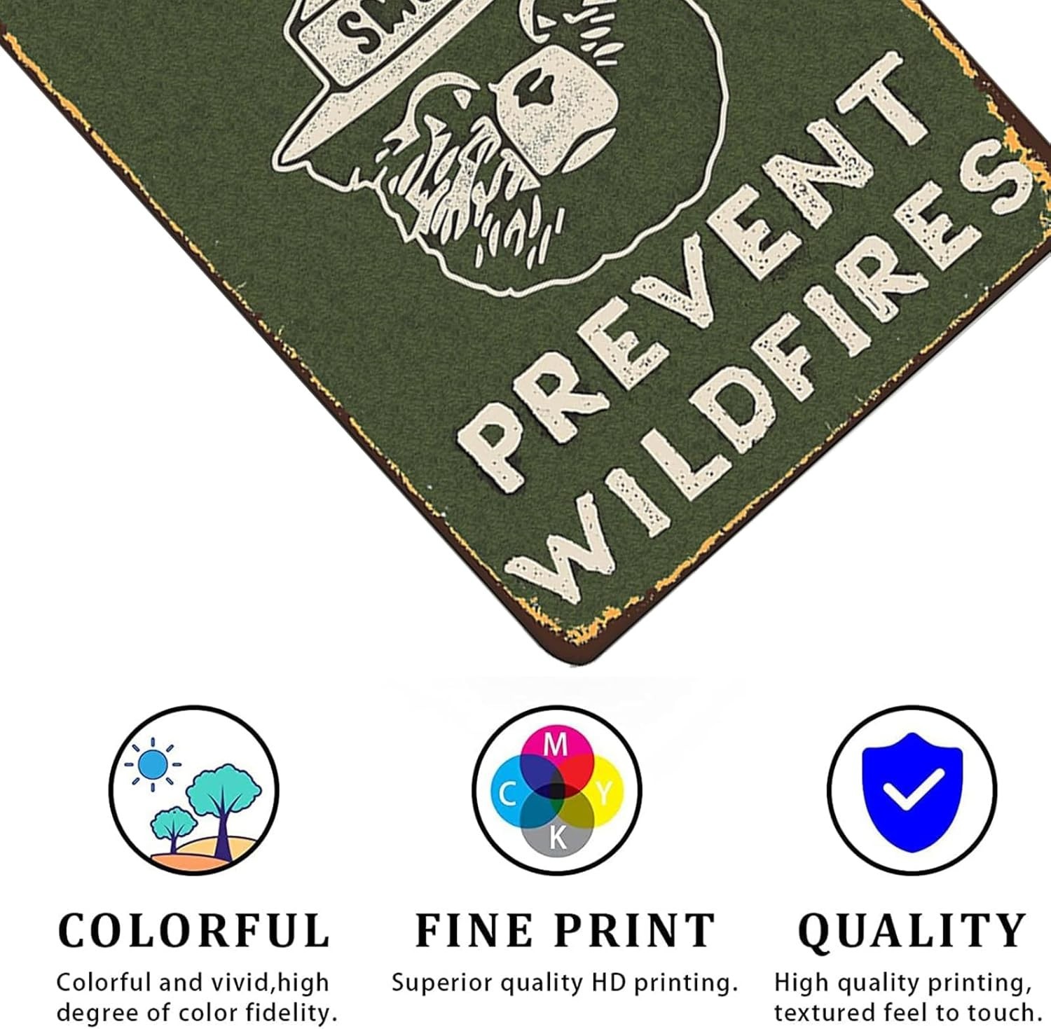 Durable Vintage Smokey Bear Wall Sign – 8×12 Inch, Waterproof & Easy to Hang