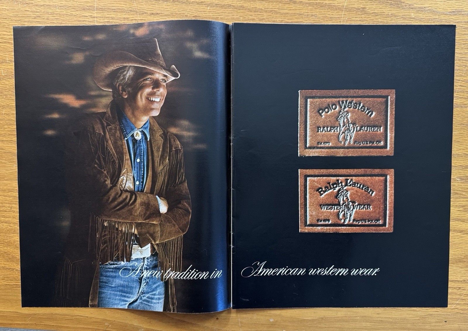 VTG 1979 Ralph Lauren Western Wear 2 Page Print Ad – Designer Polo Western 1970s