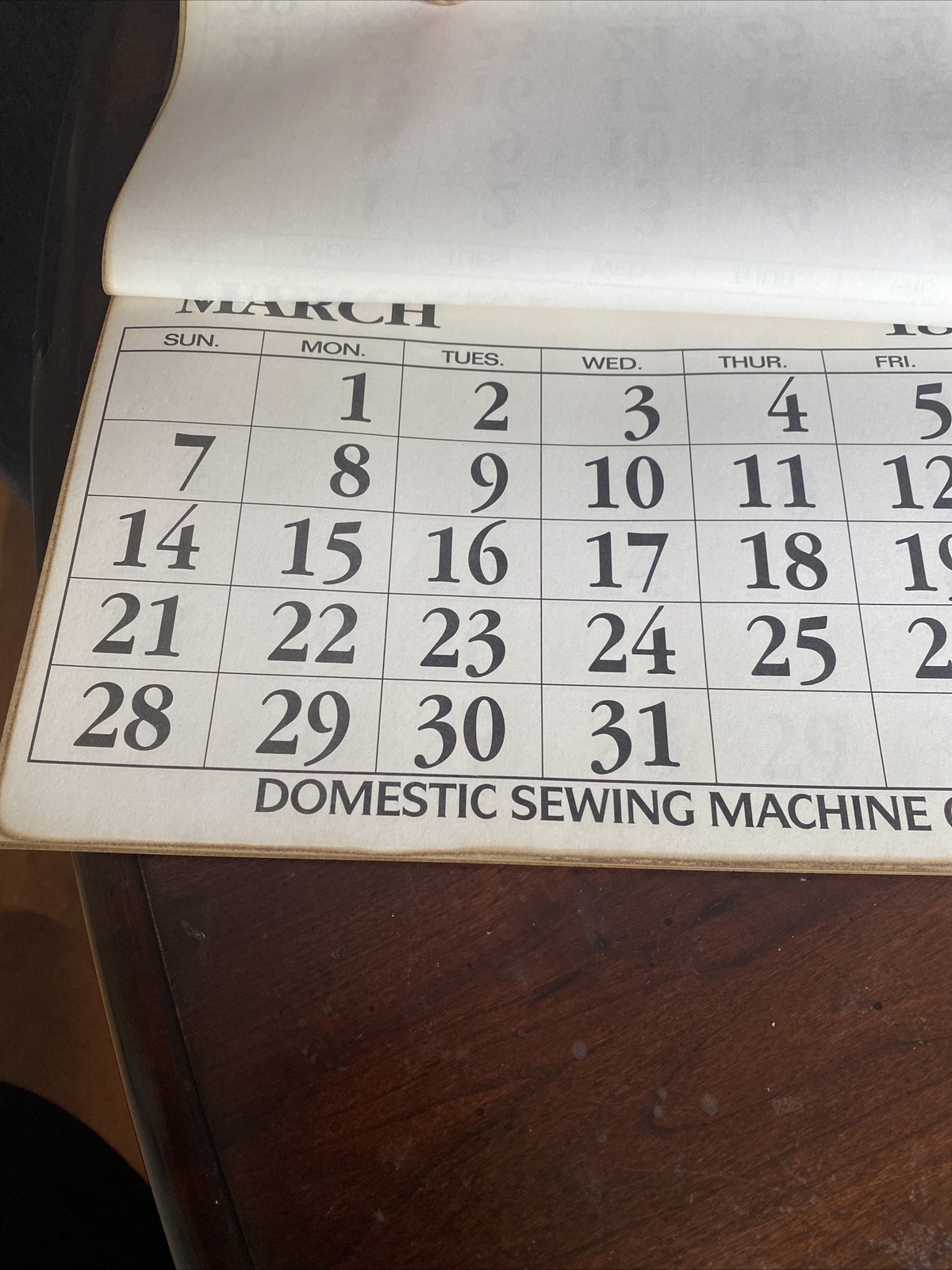 1897 Calendar Domestic Sewing Machine Co. Very Good Matches 2027 Calendar