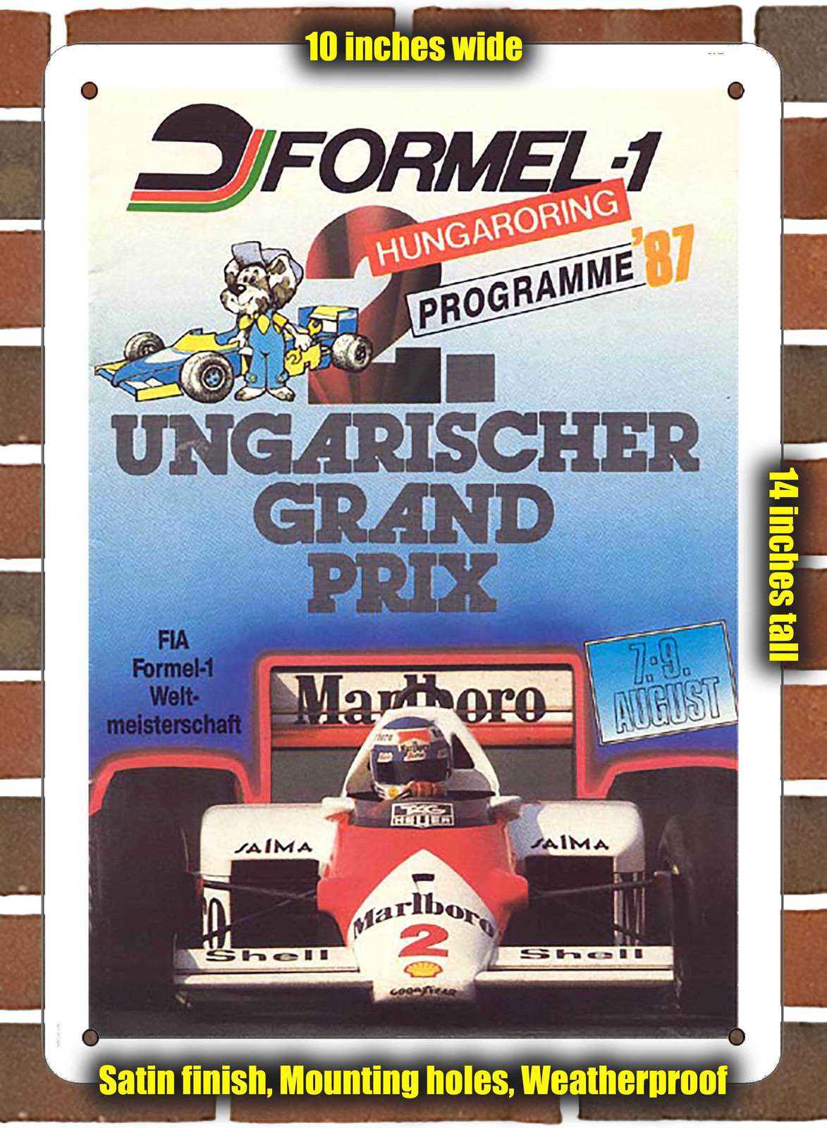 Metal Sign – 1987 Hungaroring Racing Program – 10×14 inches