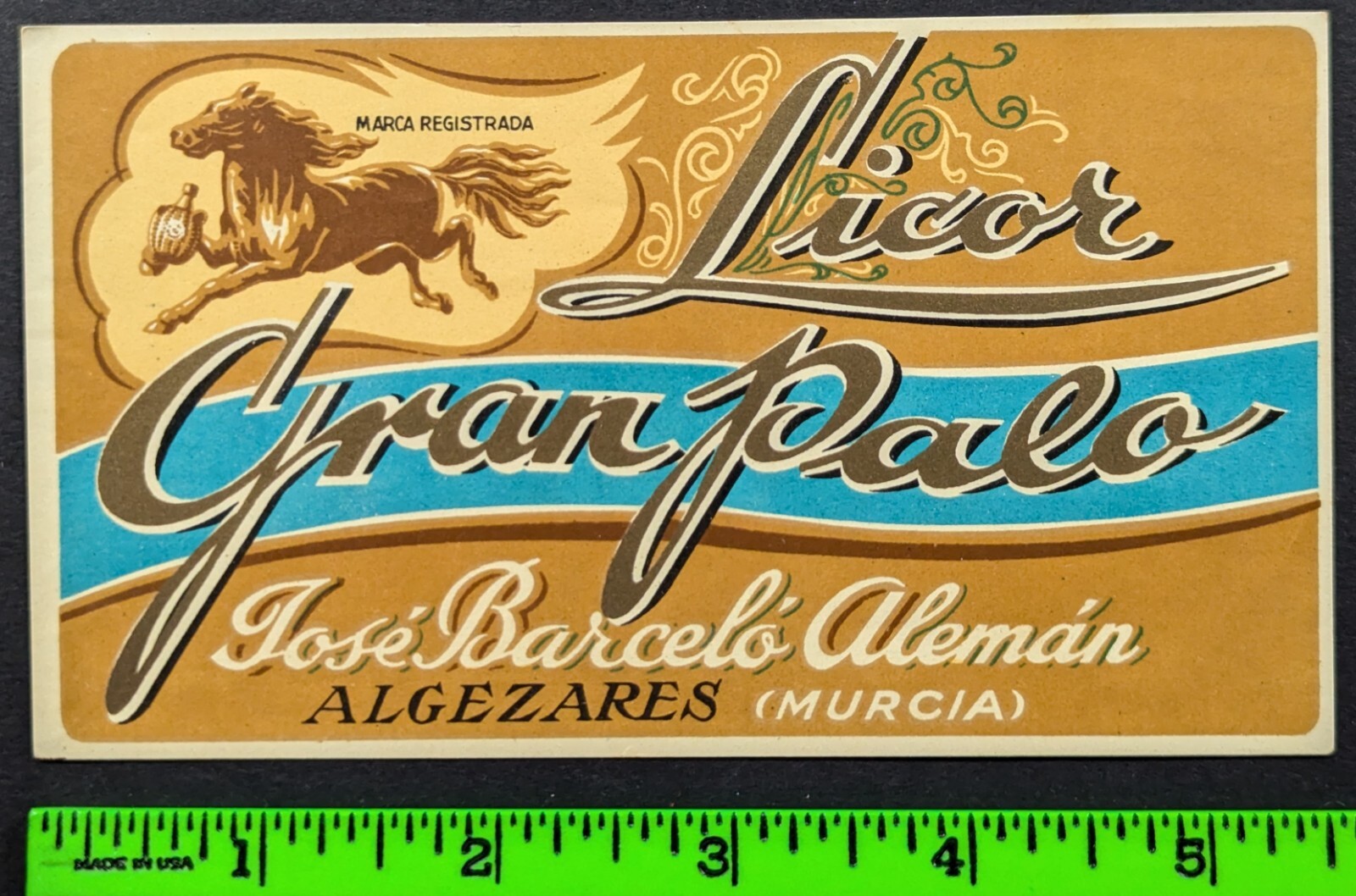 Vintage Gran Palo Liquor Alcohol Label