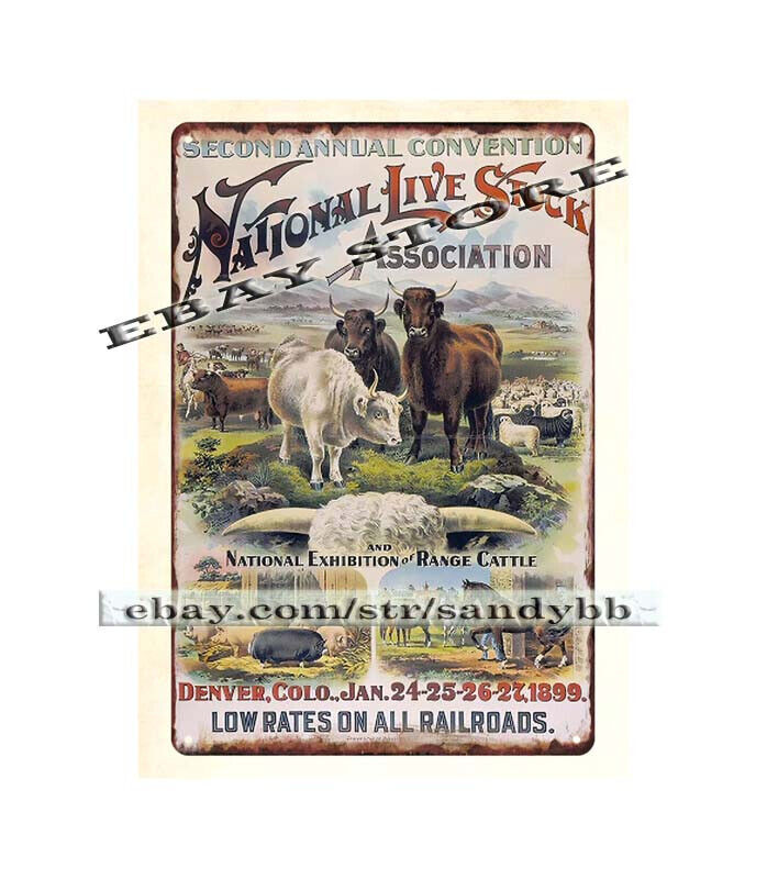 national live stock cow bull sheep horse pig metal tin sign wall decor stickers