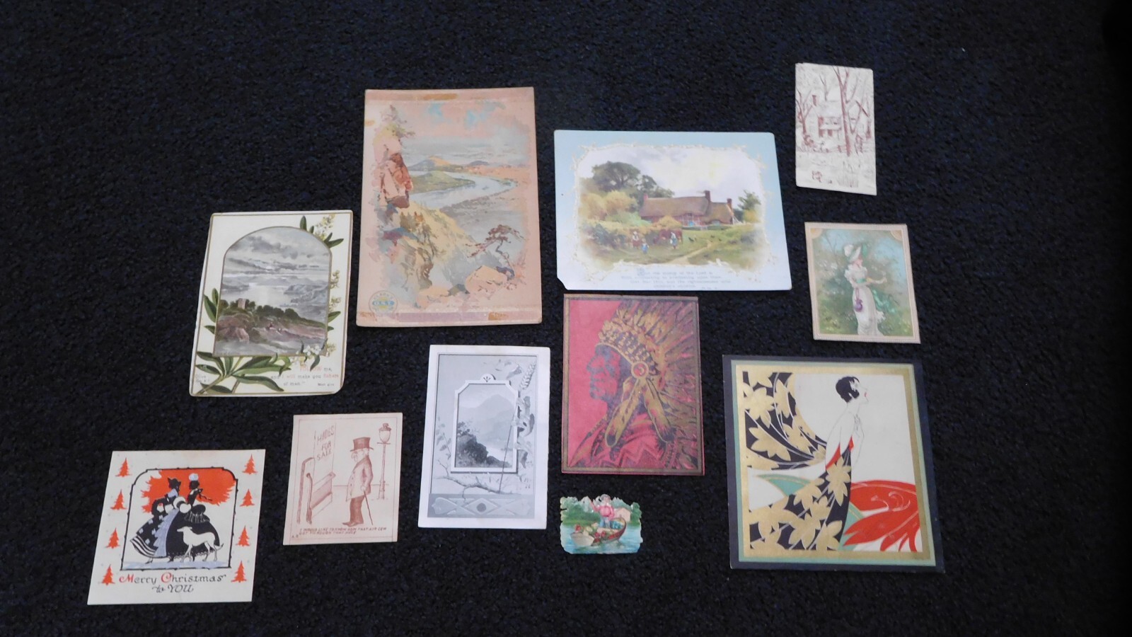 Antique Trade Card Lot Clark’s ONT Spool Cotton Beatitudes Gum Stickers Ephemera