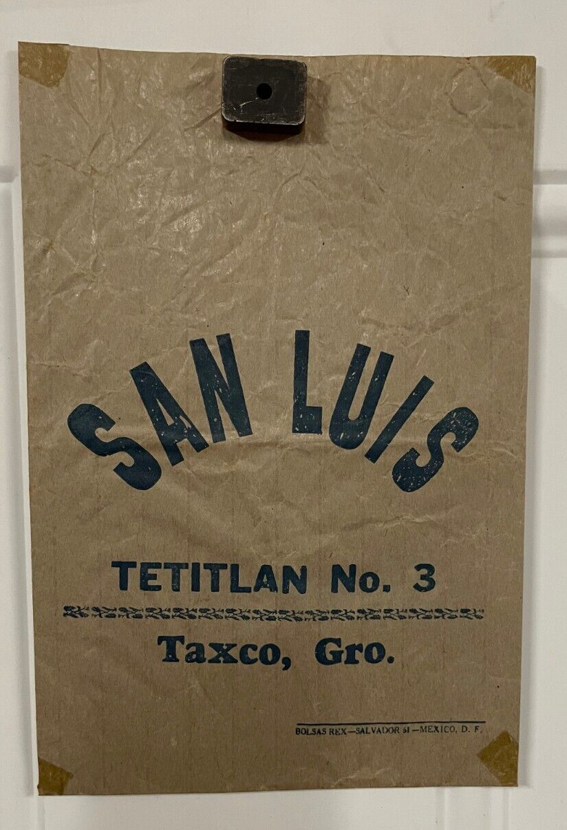 Antique San Luis Paper Bag Tetitlan #3 Taxco Gro Bolas Rex Salvador 61 Mexico