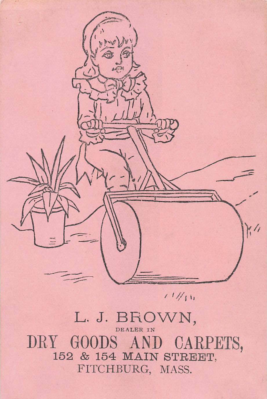 L. J. Brown, Dry Goods & Carpets,19th Century Trade Card, Size: 118 mm x 78 mm