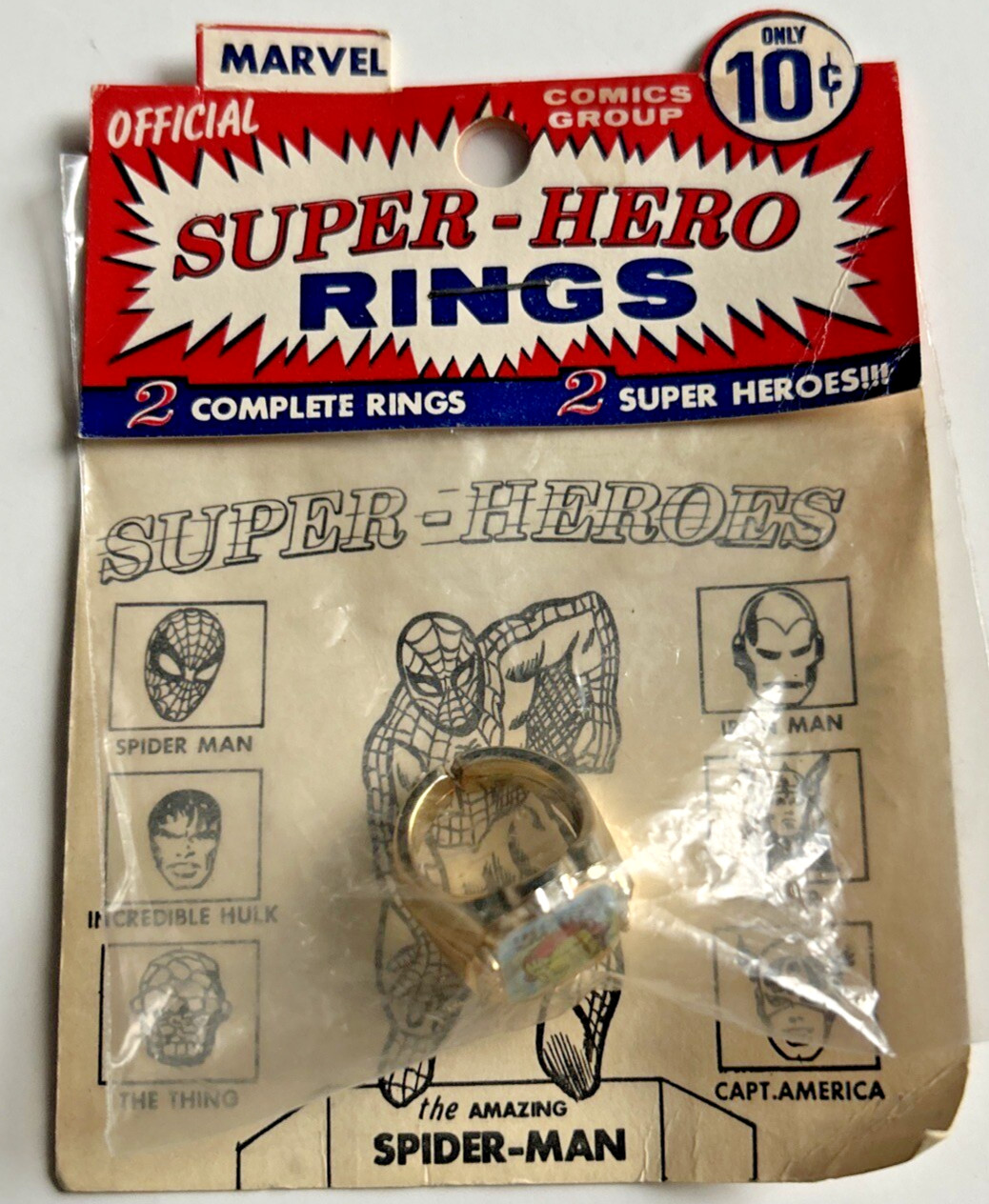 VTG 1966 Marvel Iron Man-Conk-Super-Hero Flicker Vari Vue ring MOC Macman