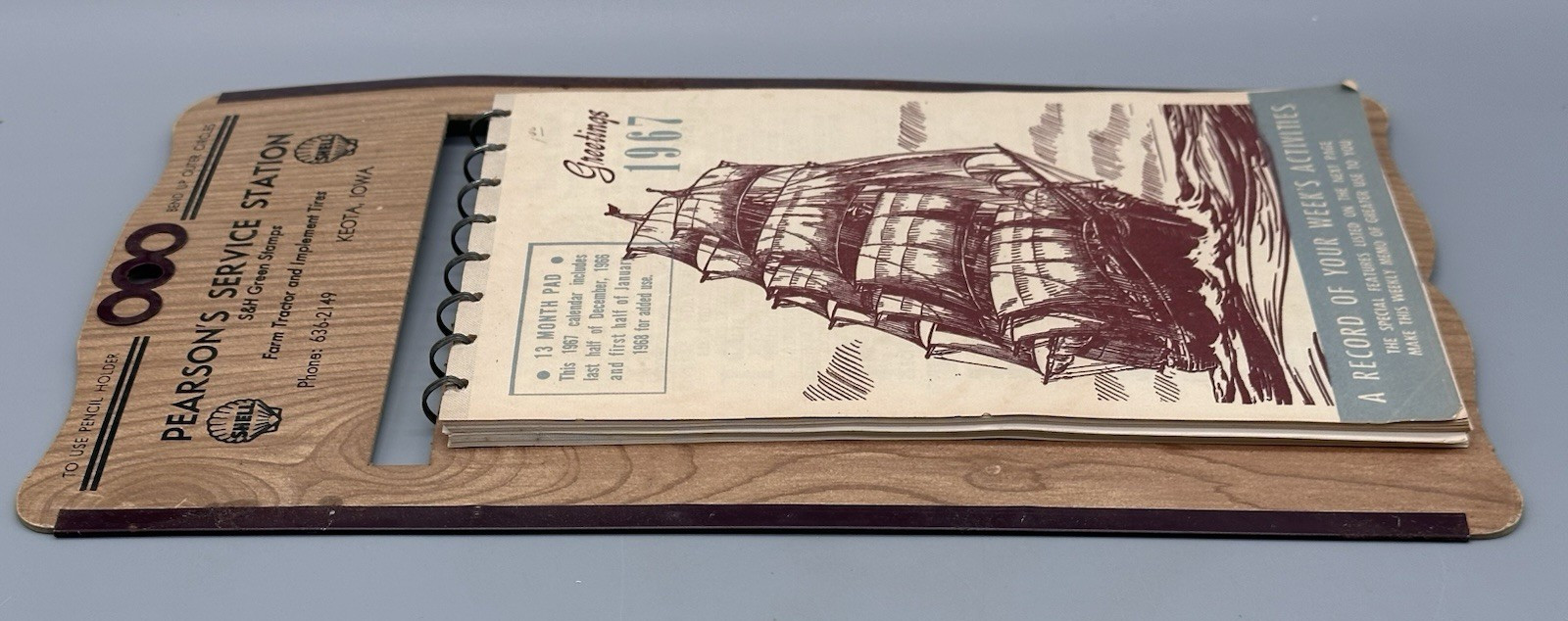1967 Pearson’s Service Station Keota Iowa Shell Advertising Calendar Pad!