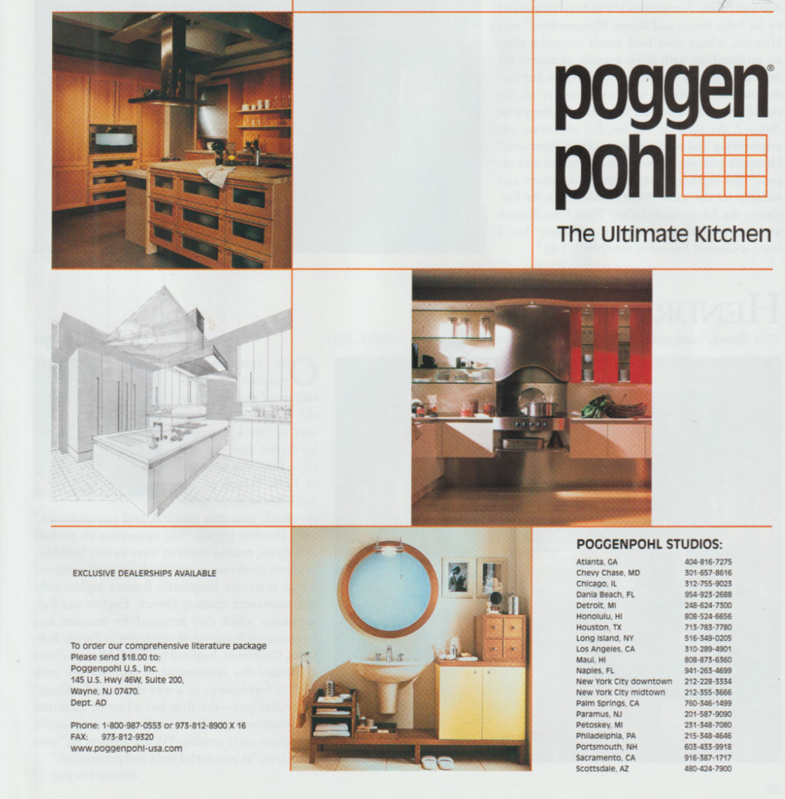 Poggenpohl Print Ad Advertisement Ultimate Kitchen Design 8.25″x10.75″