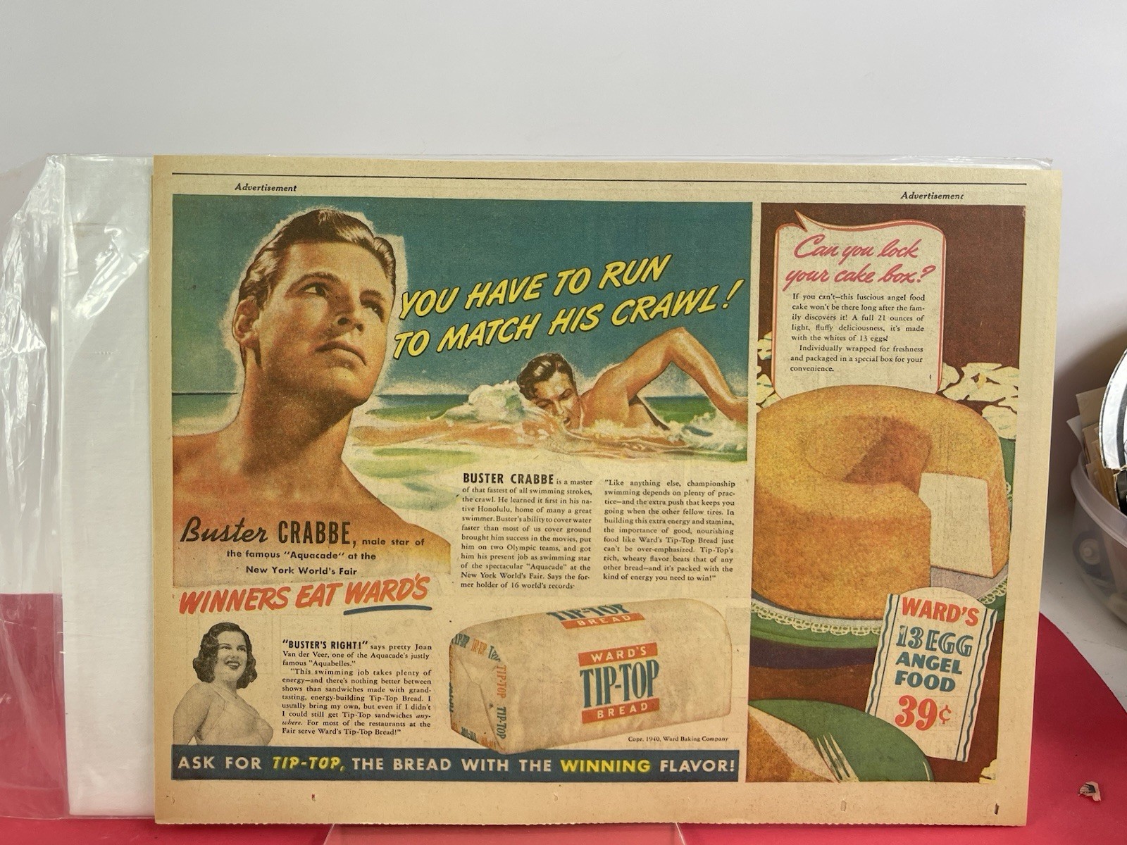2- Sun. Comics Advertisements Johnny Weissmuller Buster Crabbe Eleanor Holm 1940