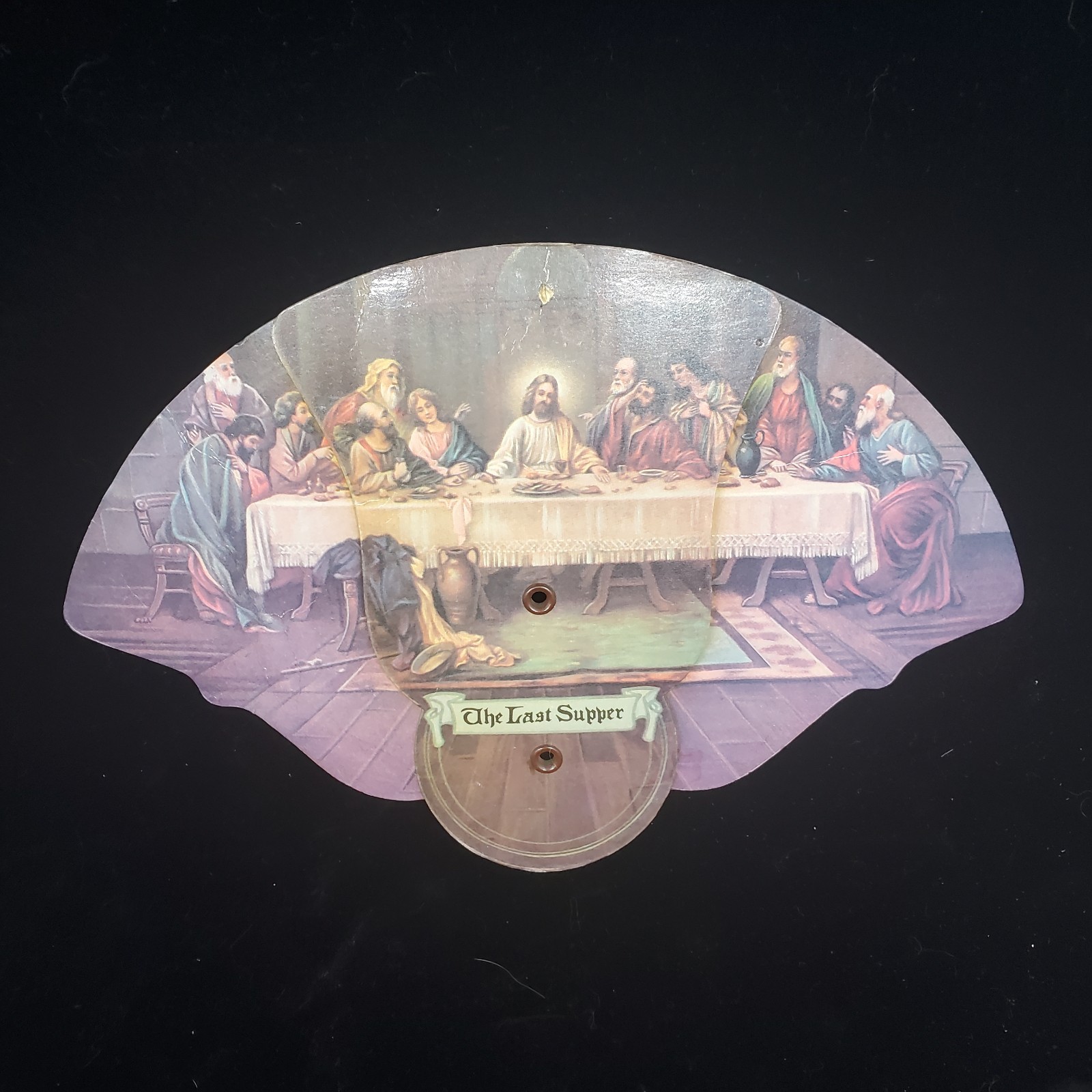 VINTAGE RELIGIOUS CARDBOARD HAND FAN POST CARD