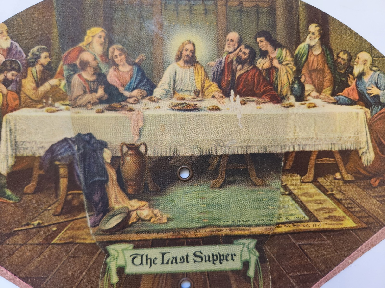 Antique Cardboard Pull Out Fan The Last Supper READ DESCRIPTION