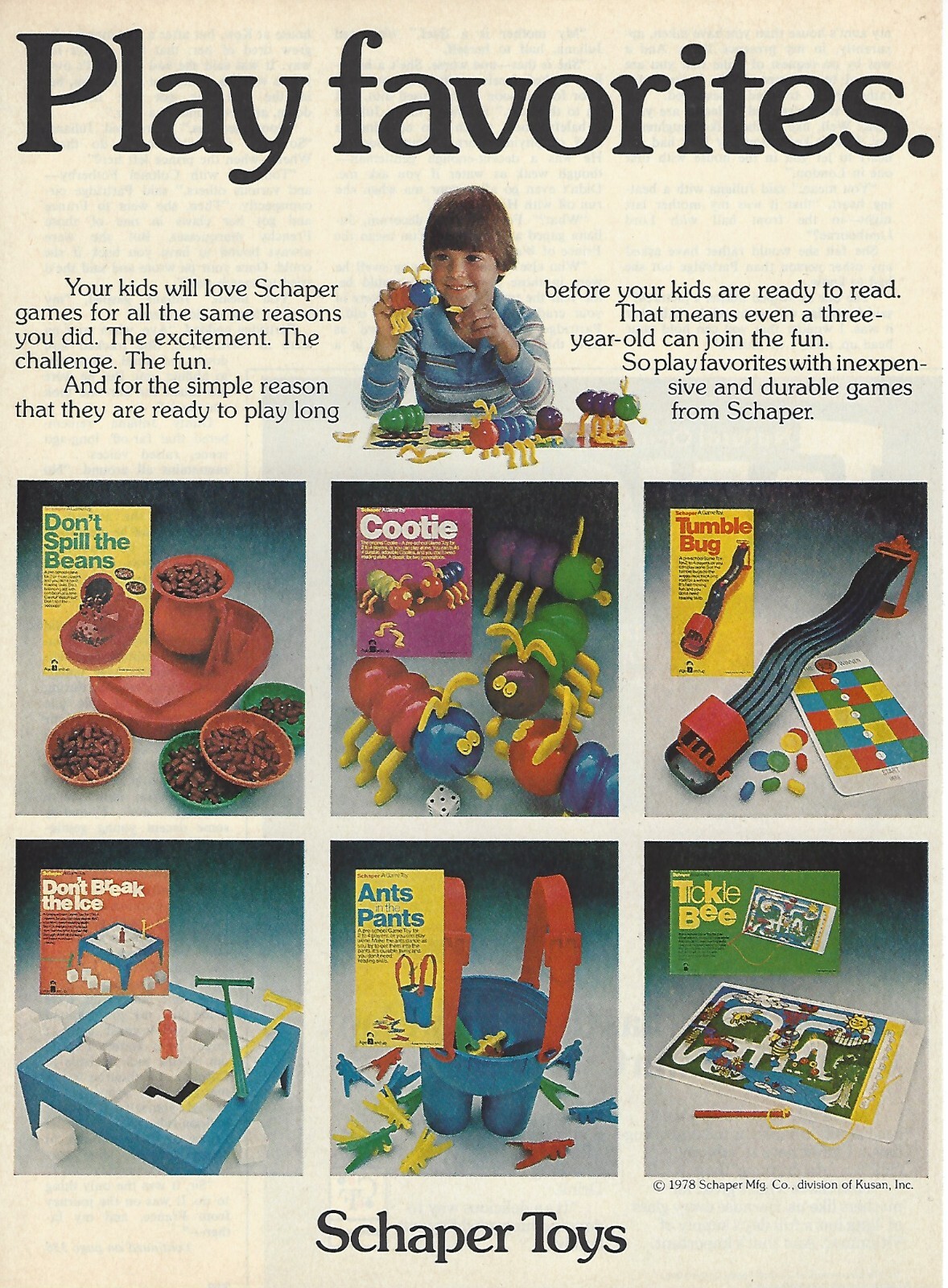 1978 Schaper Toys Play Favorites Cootie Ants vintage Print Ad Advertisement