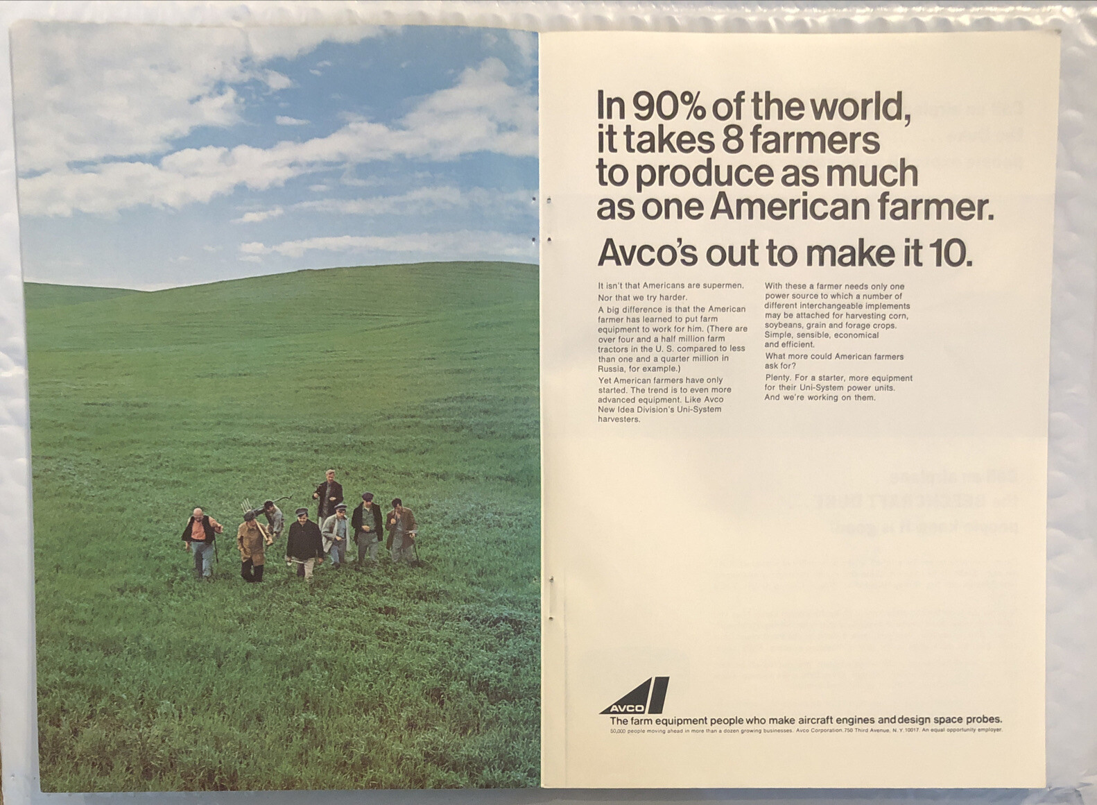 Vintage 1968 Avco’s Original Print Ad Two Page – 8 As Much As One
