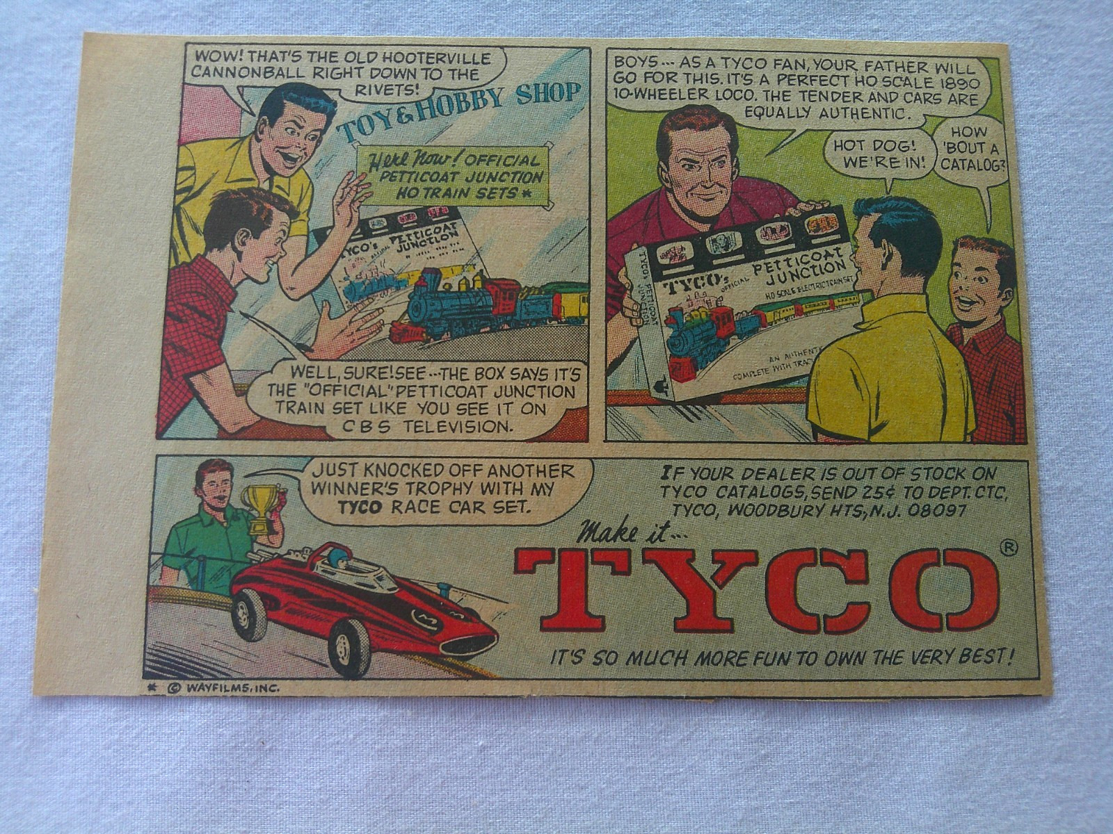 1967 Color Ad Tyco HO Petticoat Junction Train Set & Race Car Set