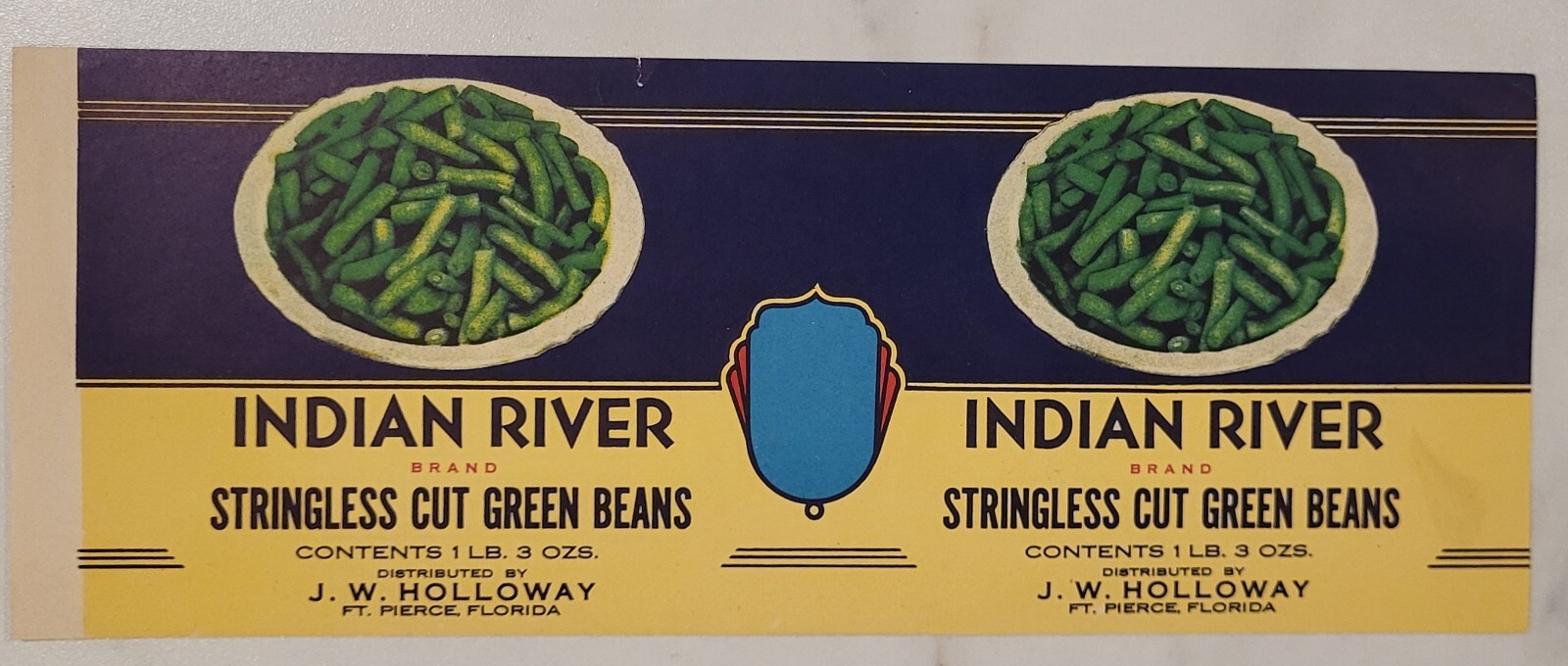 Label Can Indian River Green Beans Holloway Ft Pierce Florida