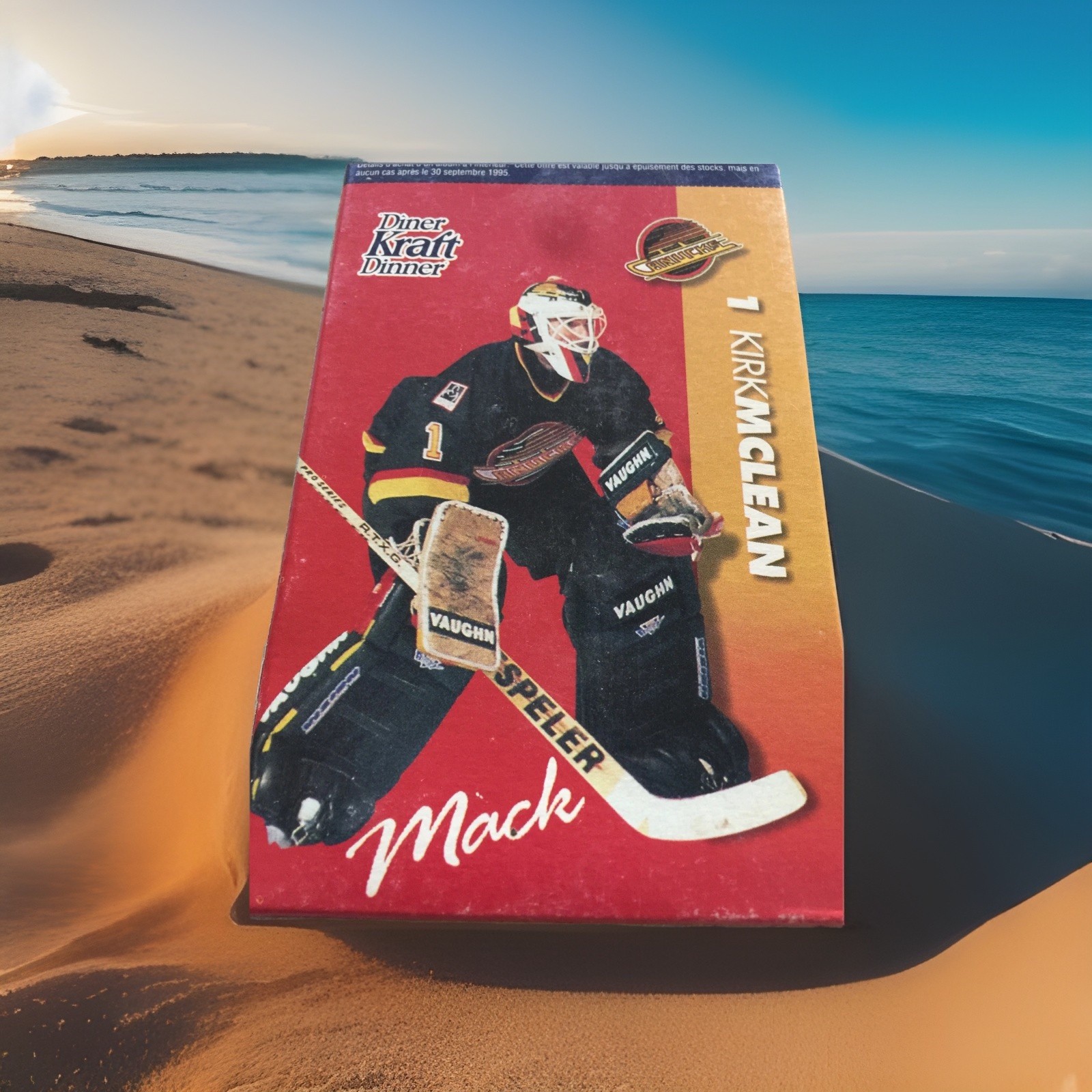 RARE NHL KIRK MCLEAN VANCOUVER CANUCKS KRAFT MACARONI & CHEESE HOCKEY CARD BOX