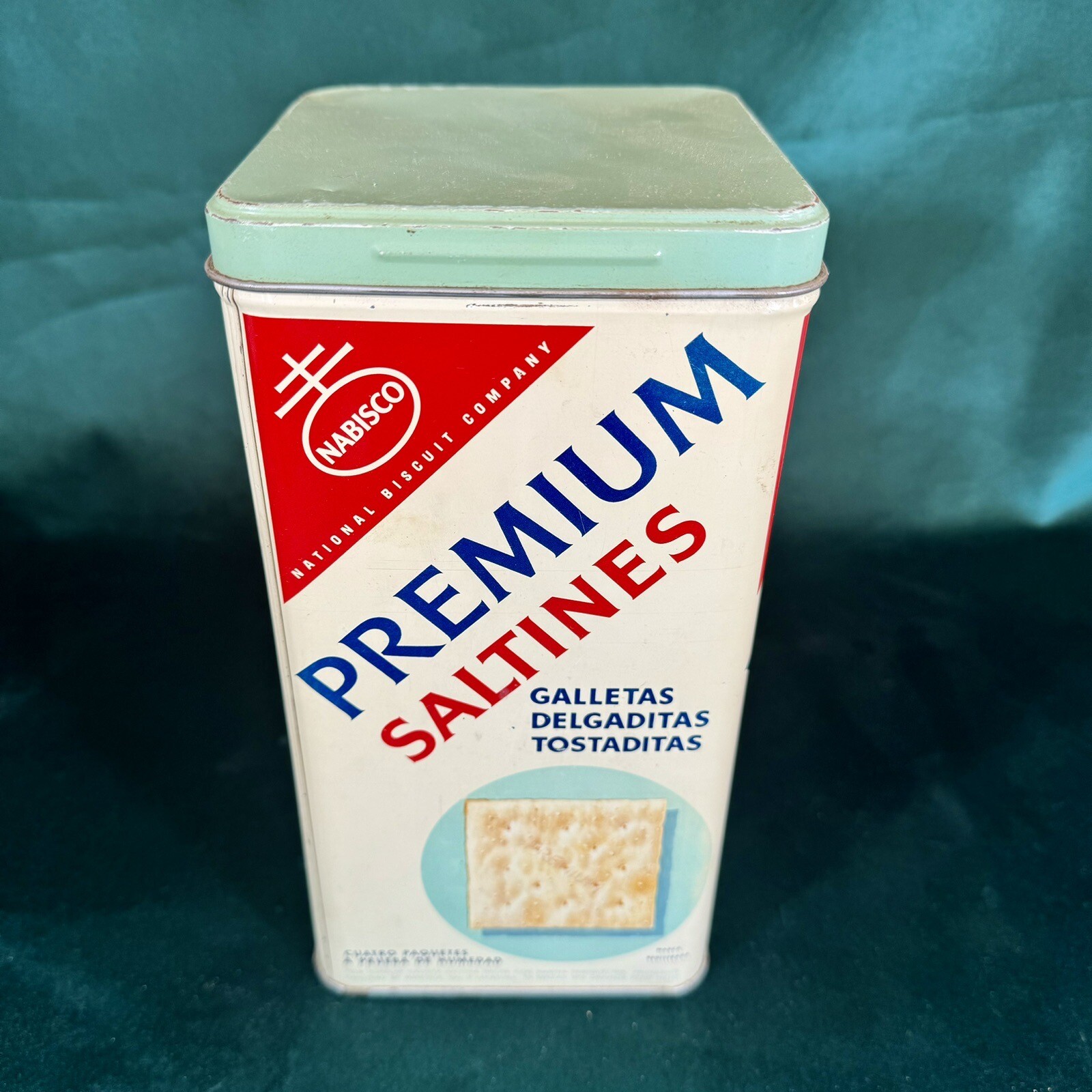 Saltines Cracker Tin 4 Packet Vintage Pre-Barcode 1950s Nabisco Premium Saltines