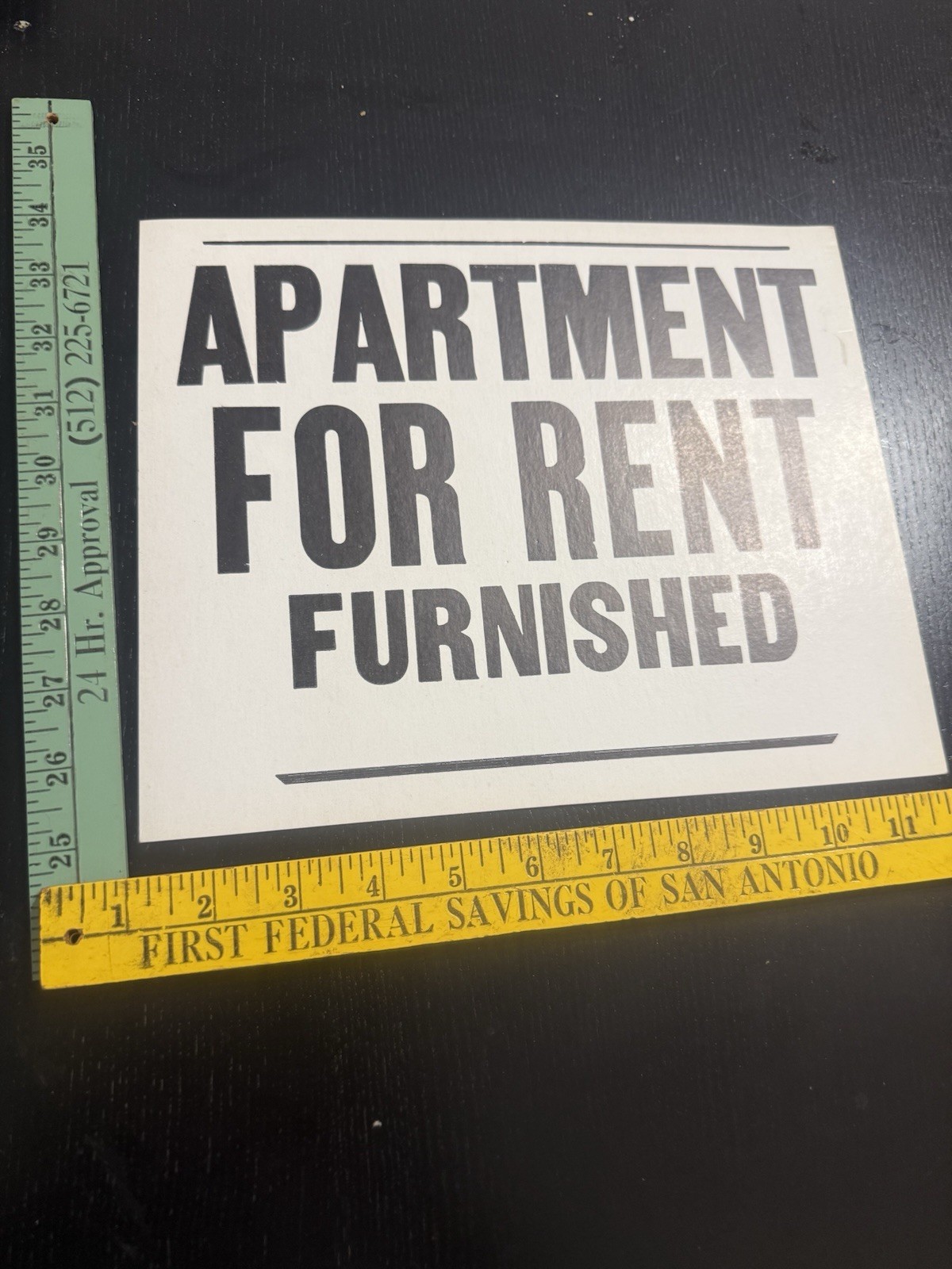 “ Apartment For Rent Furnished “ Old Vintage Sign Cardstock Cardboard 11” X 9”