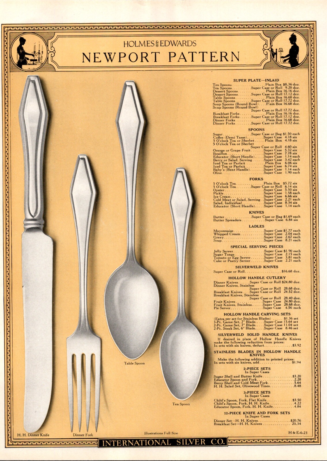 Holmes & Edwards Jamestown Newport Pattern Flatware 1924 Catalog Page