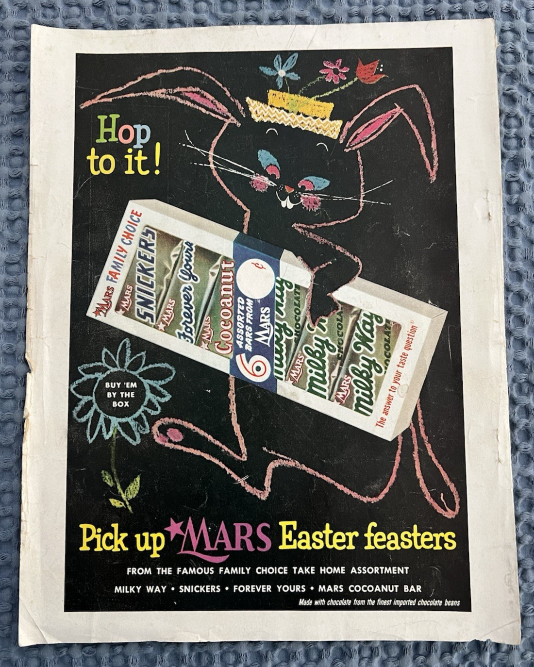 1950’S PRINT AD MARS MILKY WAY ASSORTED CANDY BARS EASTER BUNNY RABBIT UNIQUE