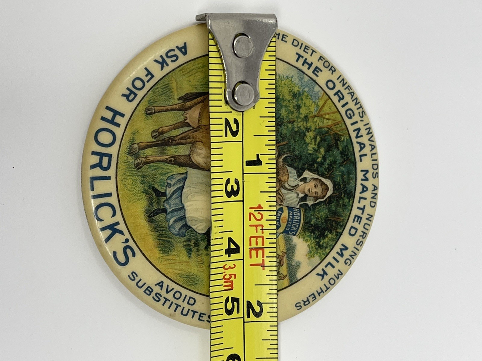 Antique Horlick’s Malted Milk Celluloid Pocket Mirror Advertising 1920s