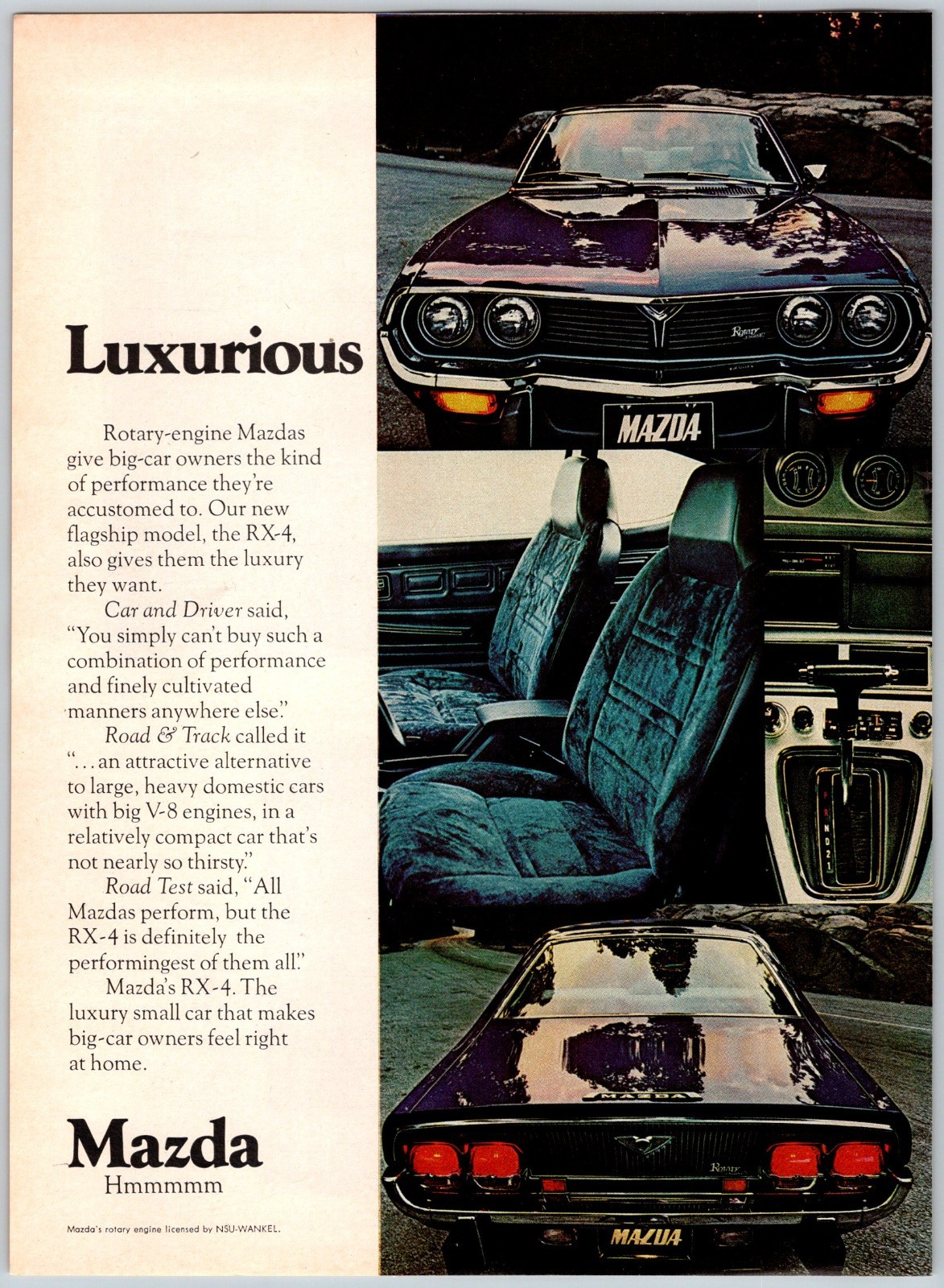 1975 MAZDA RX-4 CAR AUTOMOBILE Vintage 8″X11″ Magazine Ad 1970’s HTN53