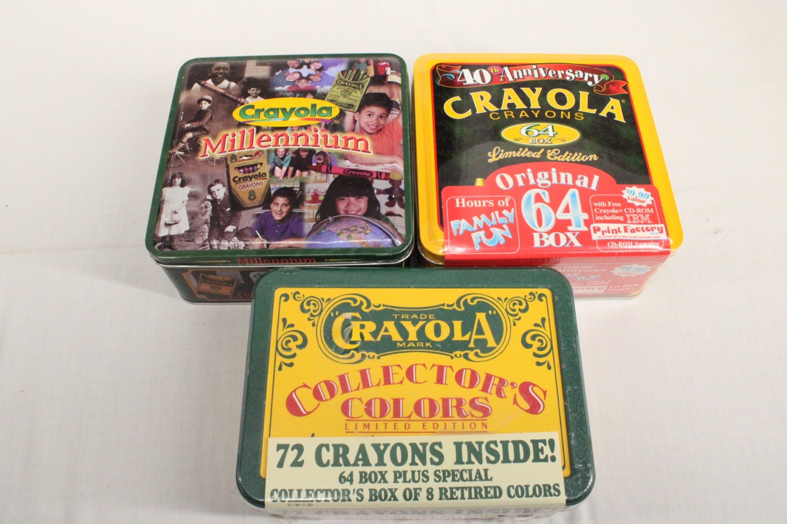 Lot Of 3 Crayons Collectors Limited Edition Tins Anniversary Retired Colored