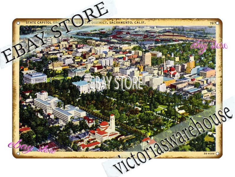 1943 Sacramento Capitol And Business District California Tin Sign bedroom looks