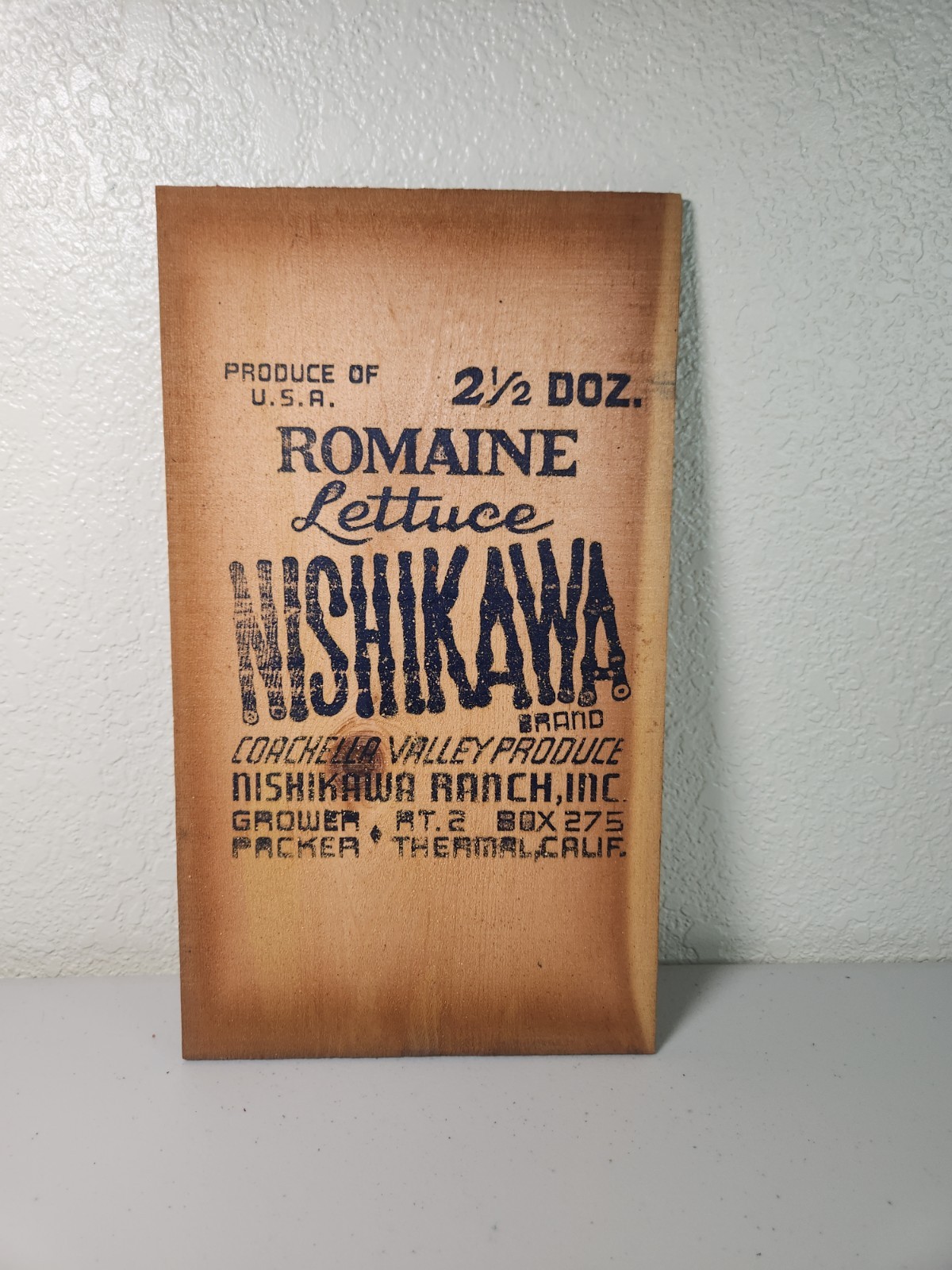 Vtg Antique Nishikawa Romaine Lettuce Advertising Side Panel Old Wood Crate