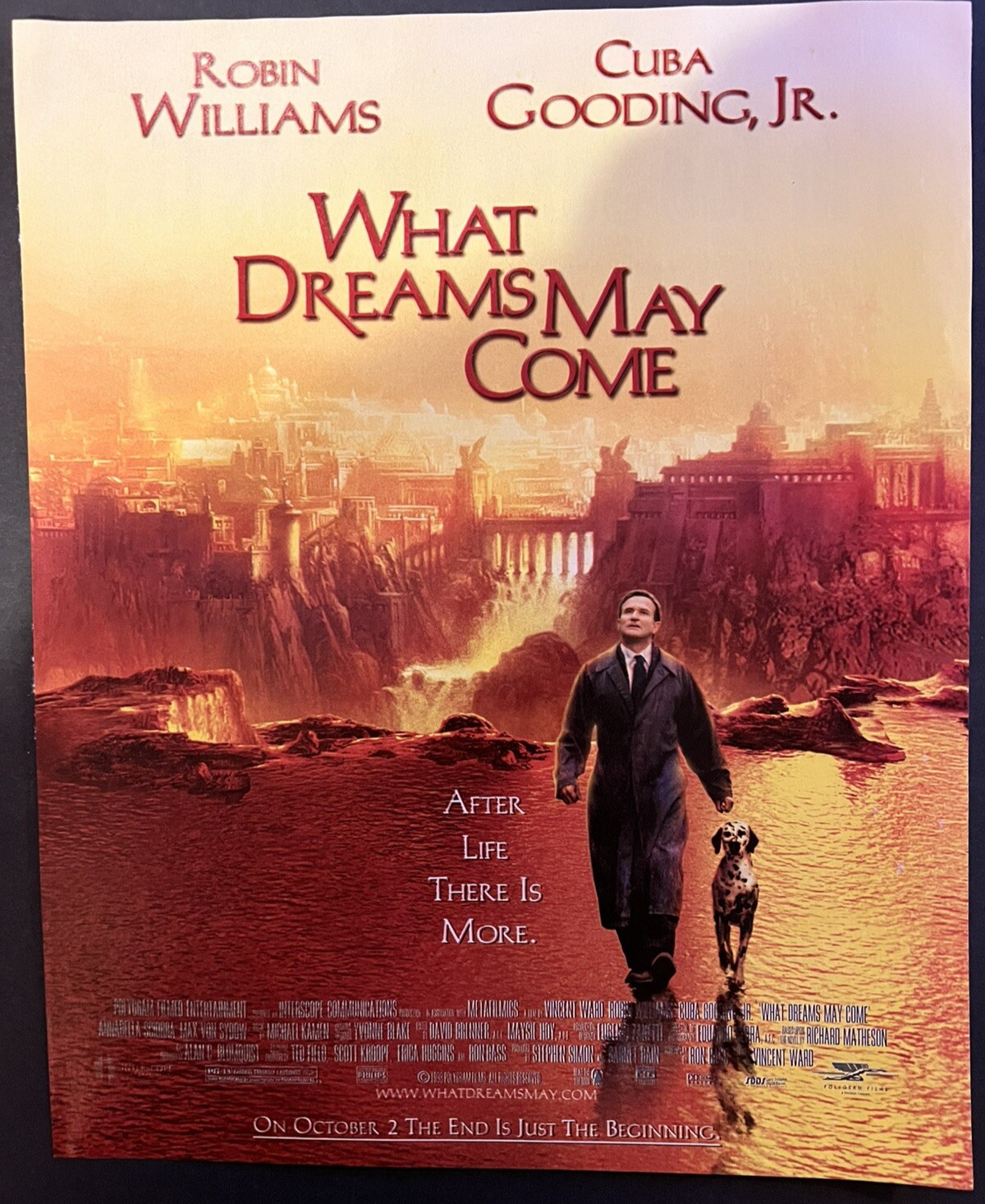 Vtg 1990s Movie AD What Dreams May Come, Robin Williams, Cuba Gooding Jr.