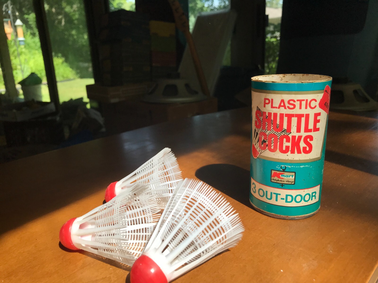 VTG Old Kmart Advertising Logo Price Sticker 3 Out Door Plastic Shuttle Cock Tin