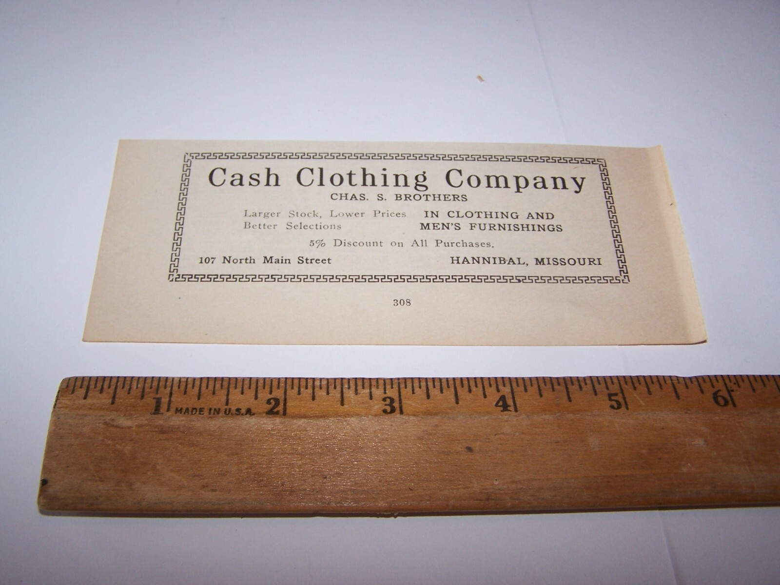 1919 CASH CLOTHING CO Paper Ad HANNIBAL MISSOURI