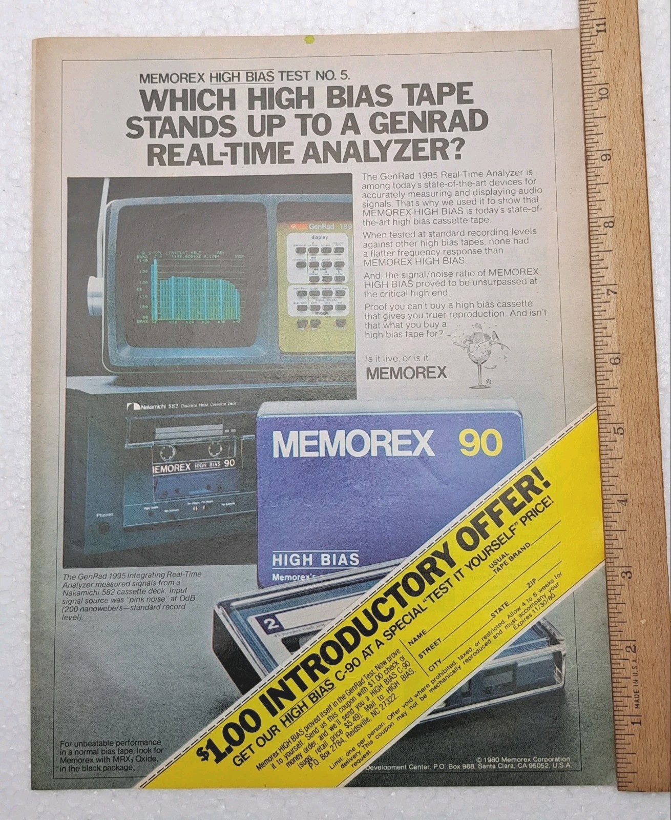 1980 Vintage Original Print Ad MEMOREX 90 High Bias Tape Memorex 90