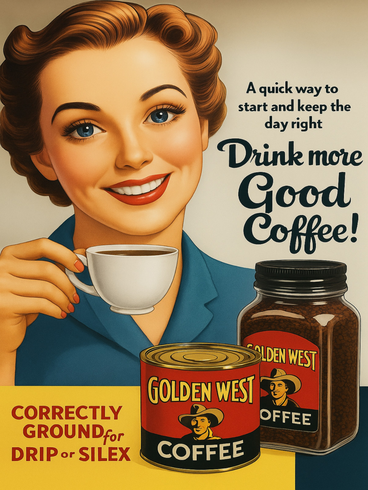 Gold west coffee wall art metal sign