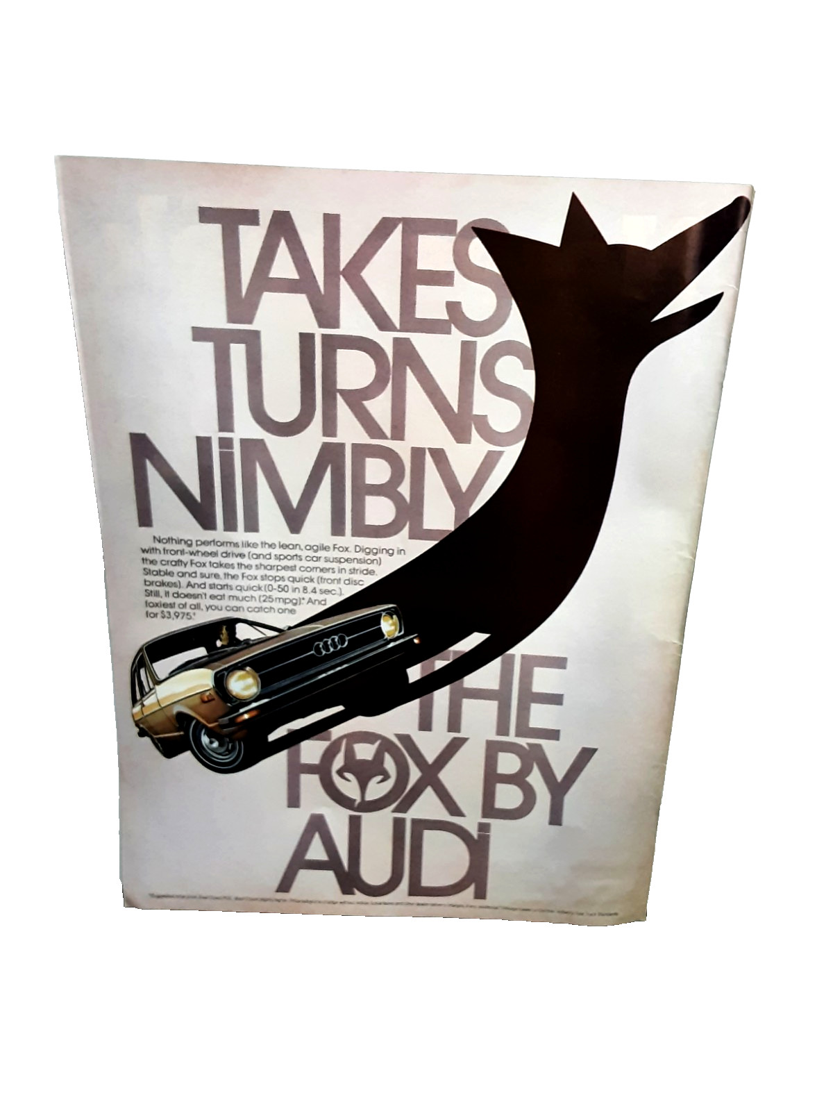 1974 Audi Fox Ad Takes Turns Nimbly Vintage Automotive Print