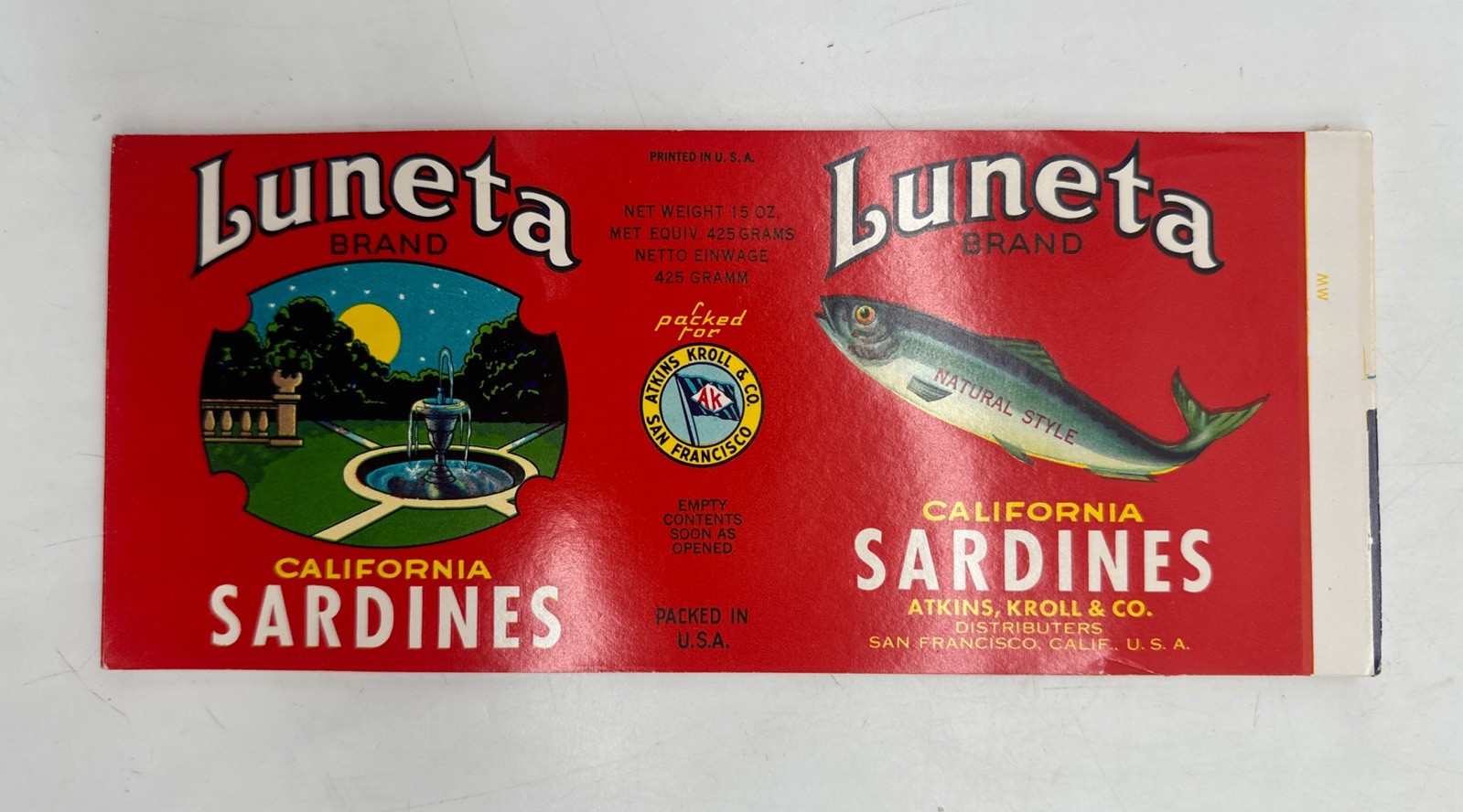 Lot of 36 Luneta Brand California Sardines Vintage Can Labels San Francisco