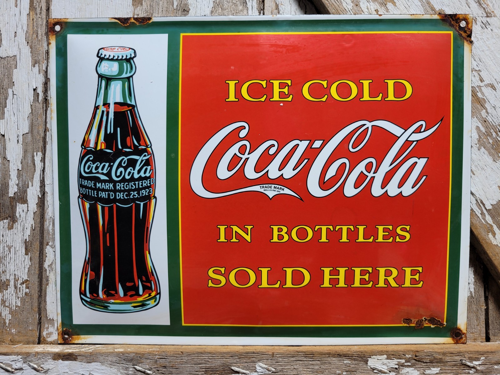 VINTAGE COCA COLA PORCELAIN SIGN OLD COKE SODA POP BEVERAGE DRINK ADVERTISING