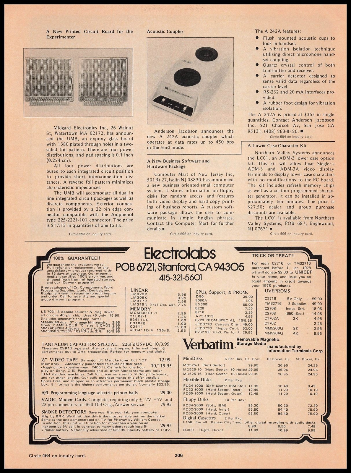 1977 Electrolabs Stanford California Computer Memory Storage Media Print Ad