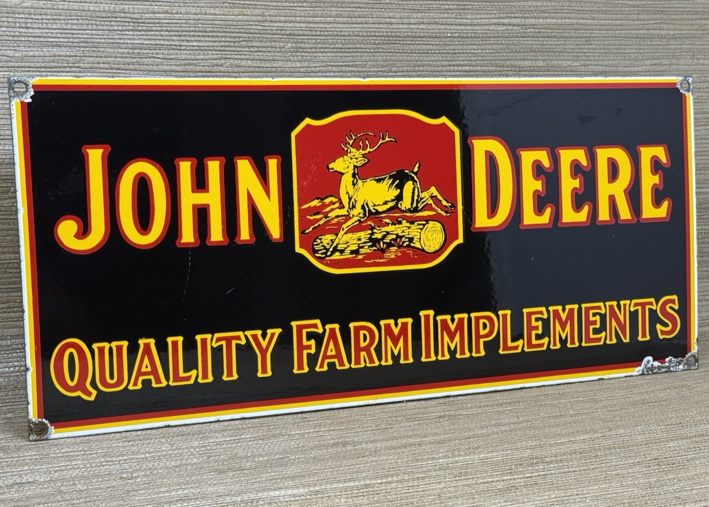 VINTAGE JOHN DEERE TRACTOR PORCELAIN SIGN SERVICE GAS OIL DEALERSHIP FARM