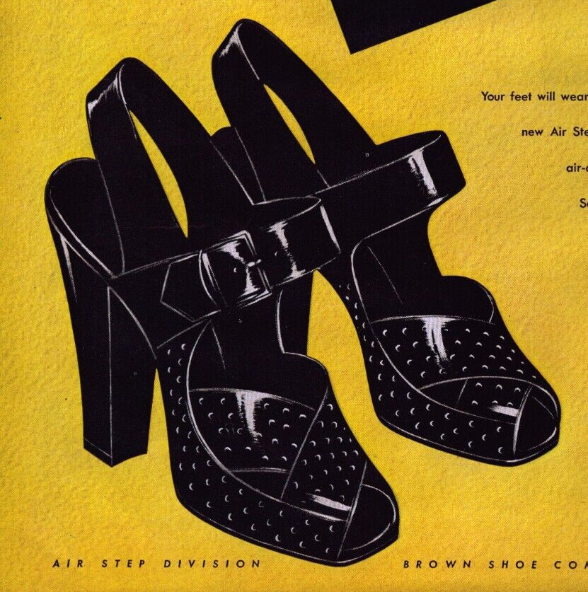 Brown Shoe Co Air Step 1945 Vintage Print Ad Shoe With The Youthful Feel Magic