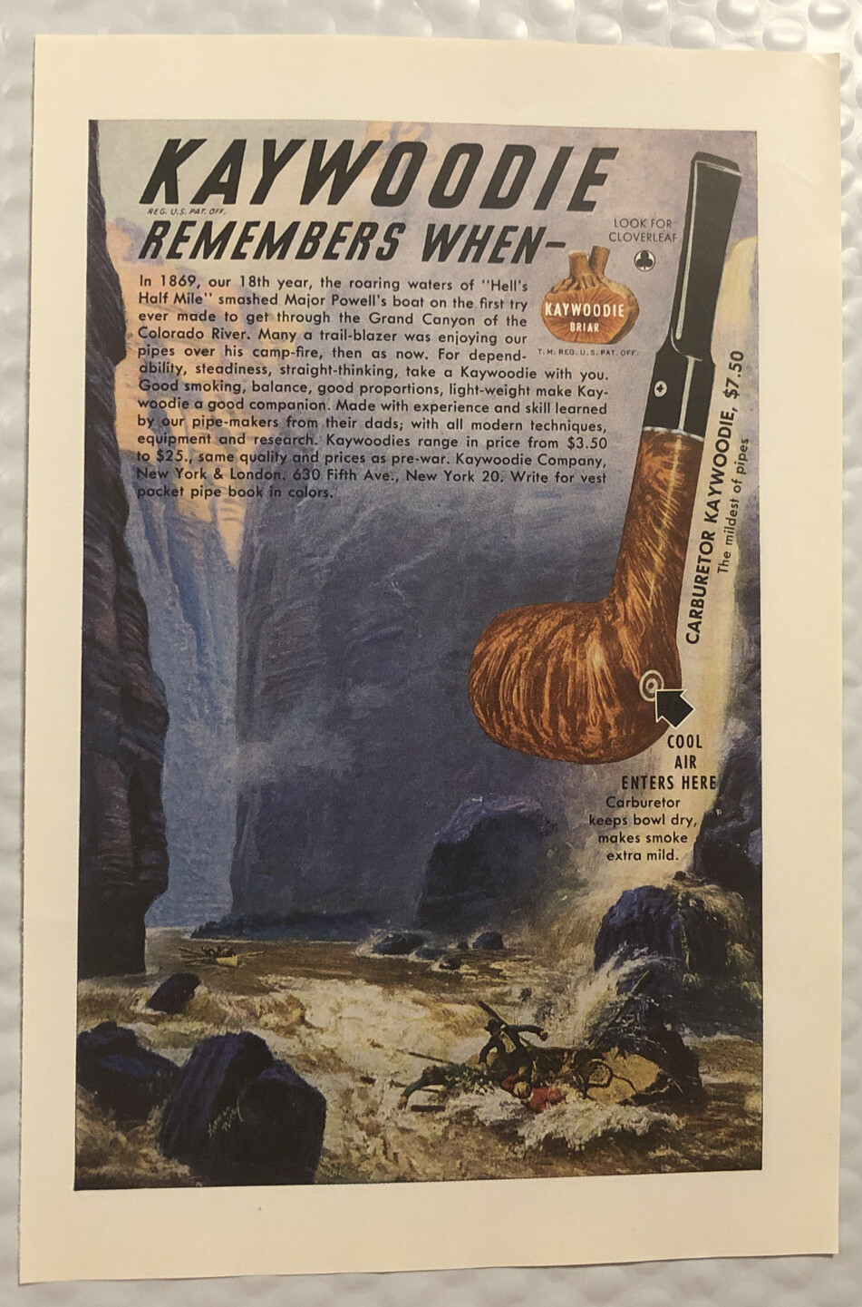 Vintage 1949 Original Print Ad Full Page – Kaywoodie Pipes – Remembers When
