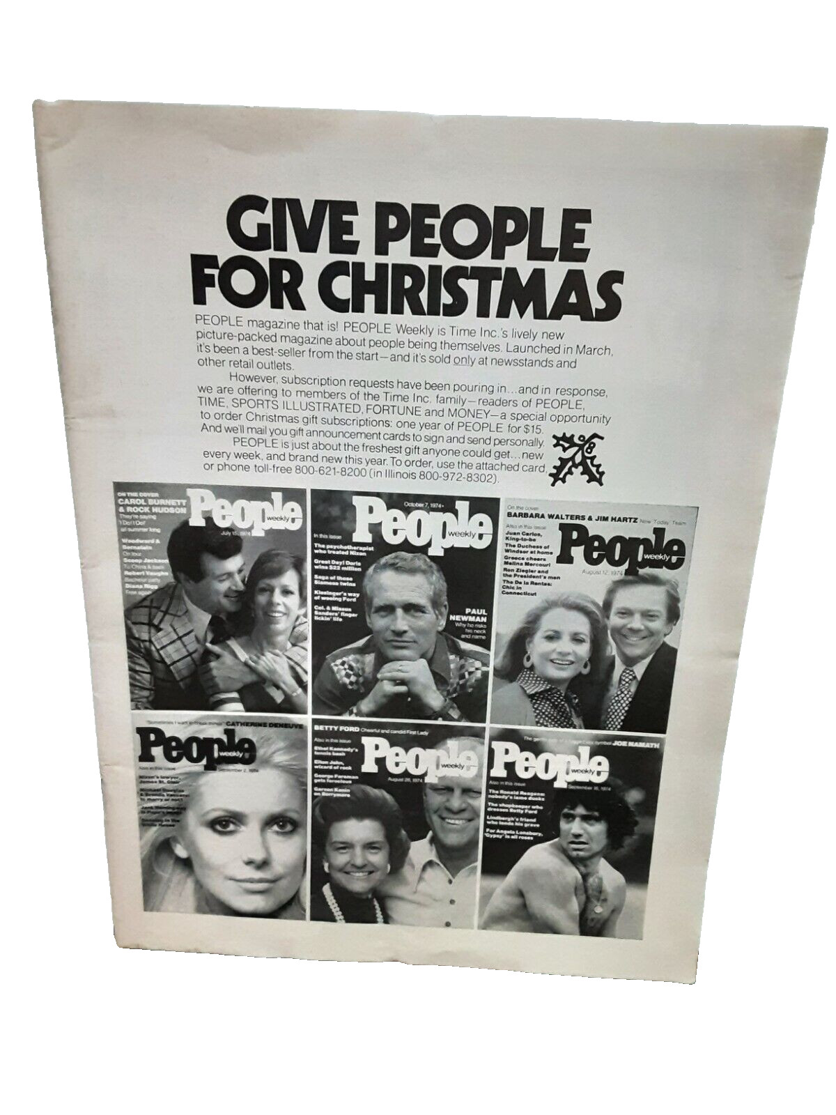 1974 People Magazine Paul Newman Joe Namath others Original Print Ad