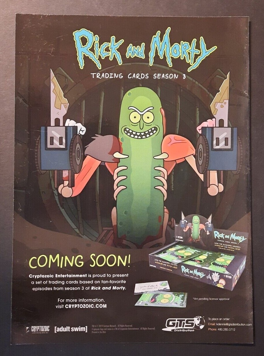 RICK AND MORTY Season 3 Trading Cards ~ Magazine Page PRINT AD Cryptozoic 2019