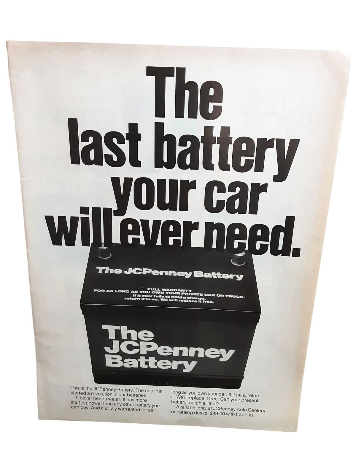 1976 JCPenney Battery Vintage Automotive Advertising Print Garage Decor Ad