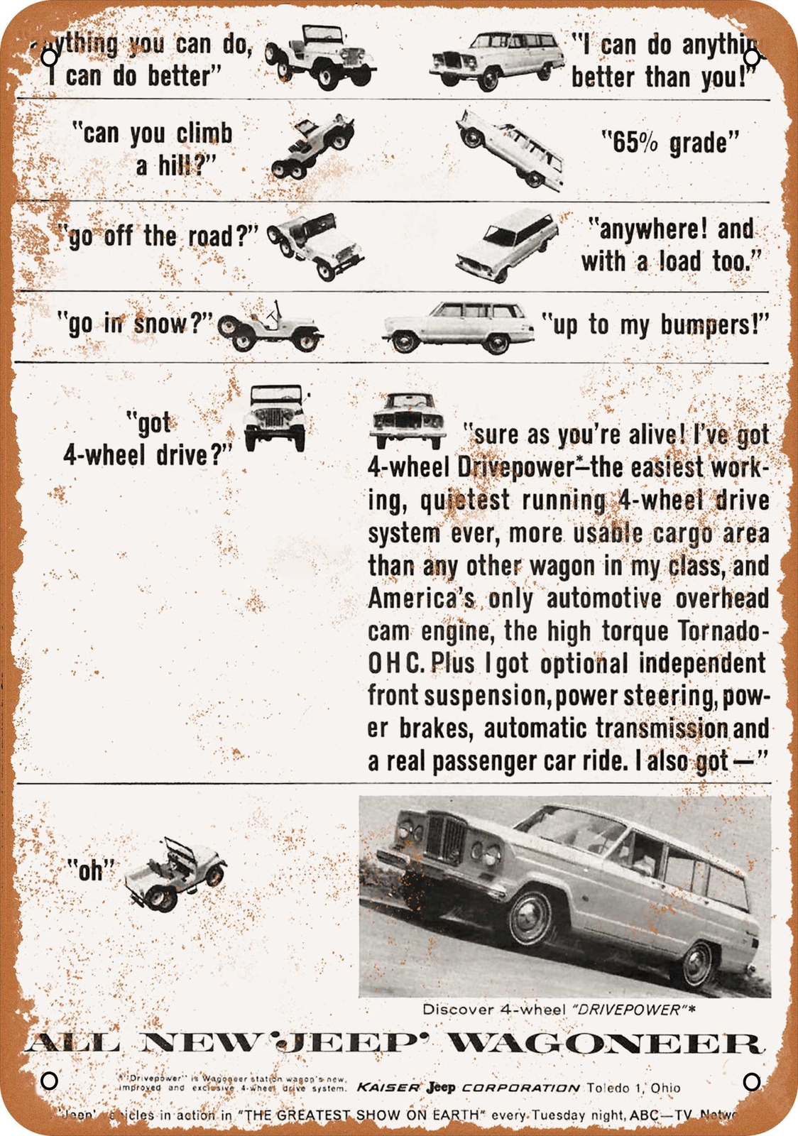 Metal Sign – 1963 Kaiser Jeep Wagoneer – Vintage Look Reproduction