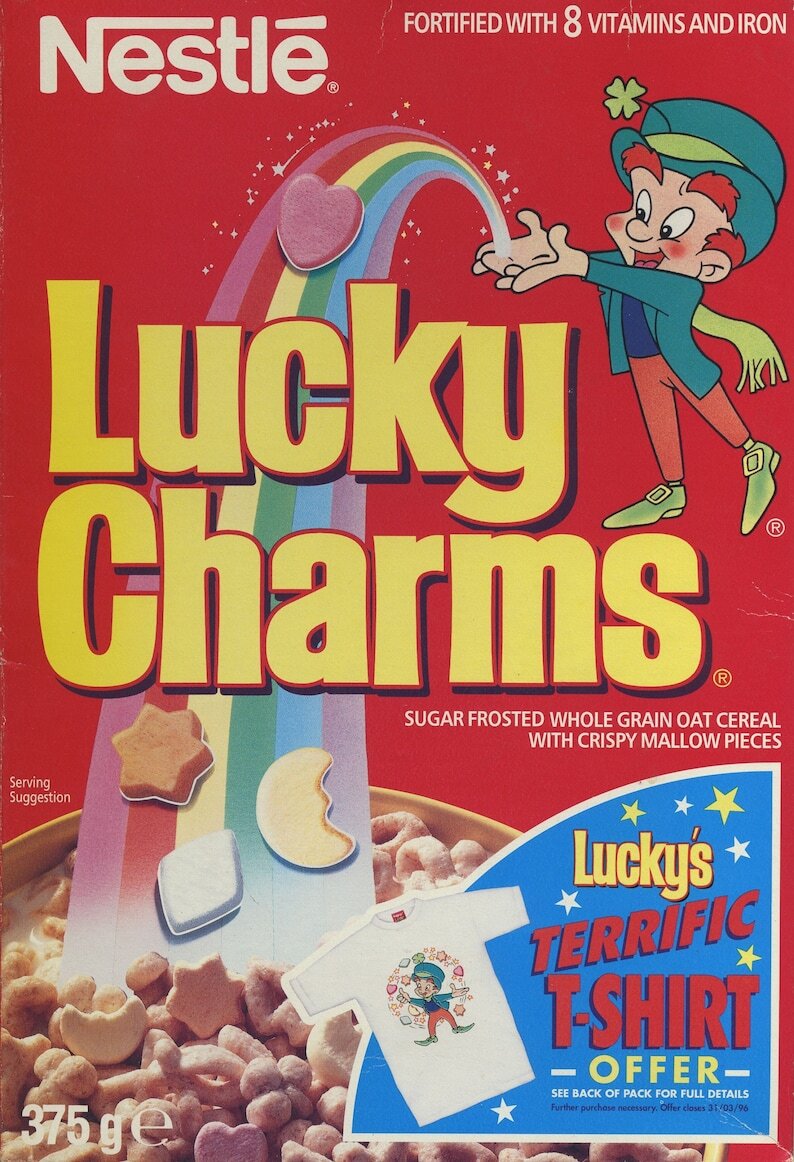 Vintage Lucky Charms Cereal Box Reproduction Print Advertising 17×12