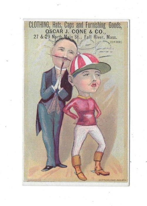 Trade Card Oscar Cone Clothing Hats Caps Furnishing Goods Fall River MA JOCKEY