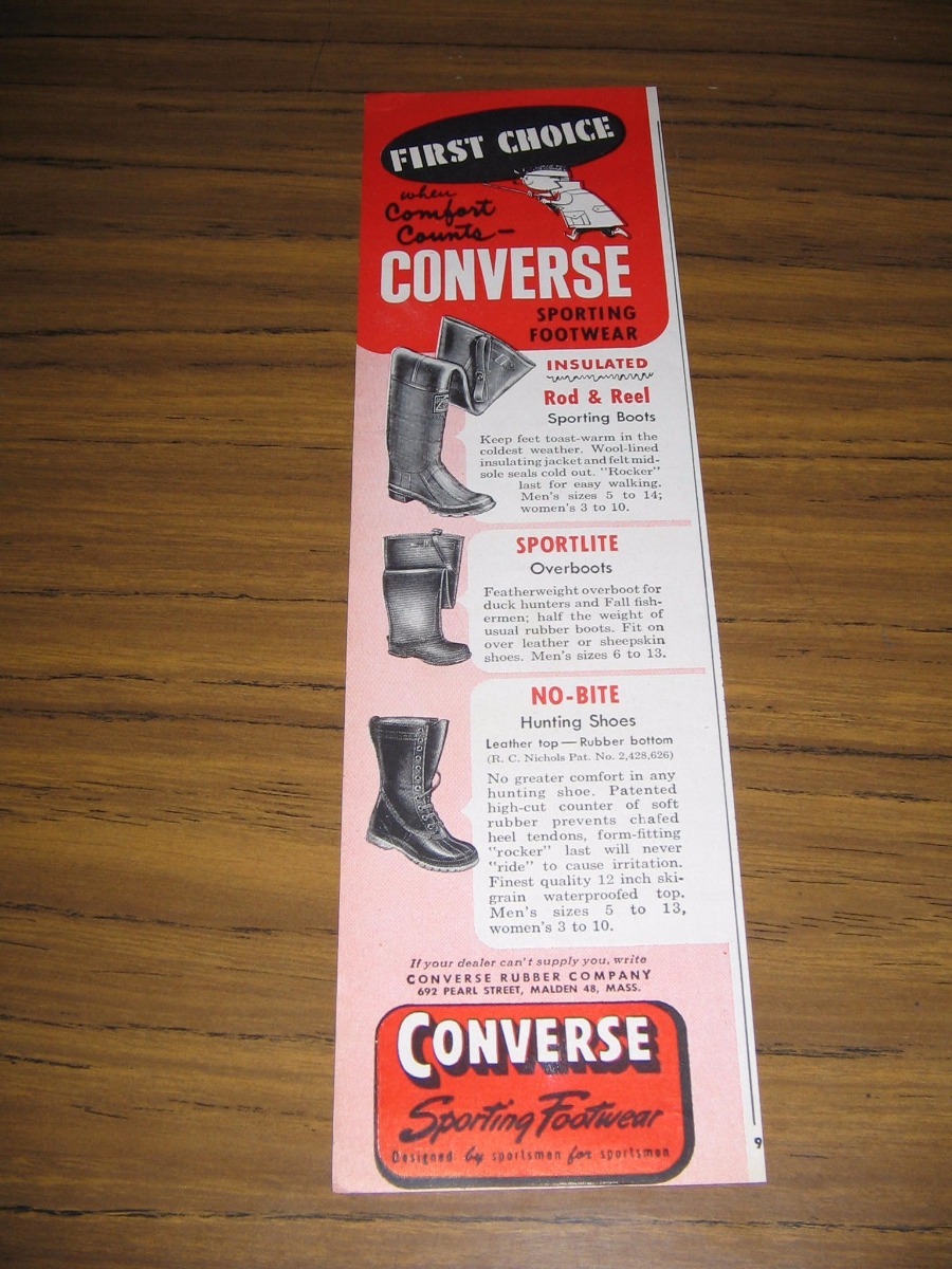 1957 Print Ad Converse Rod-Reel Sport Boots,Sportlite,No-Bite Malden,MA