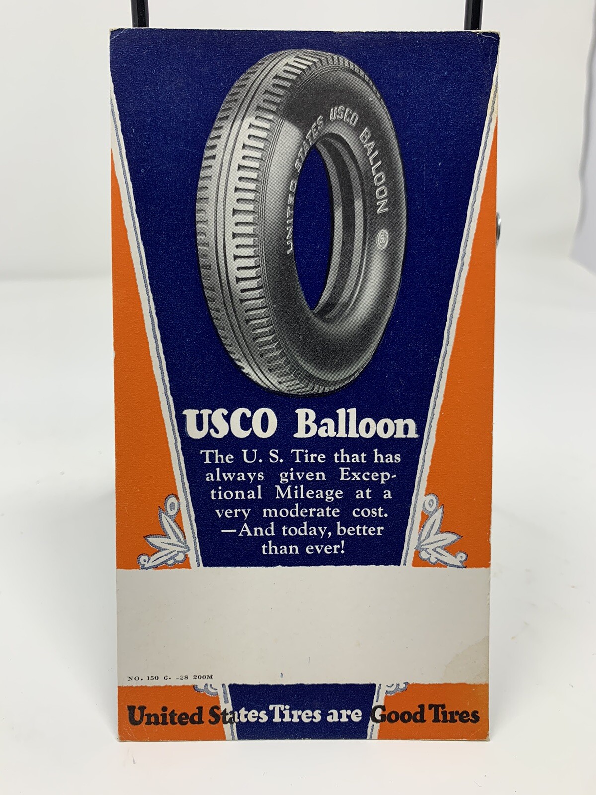 Vintage Antique United States USCO Balloon Tire Trade Ink Blotter Card No 150