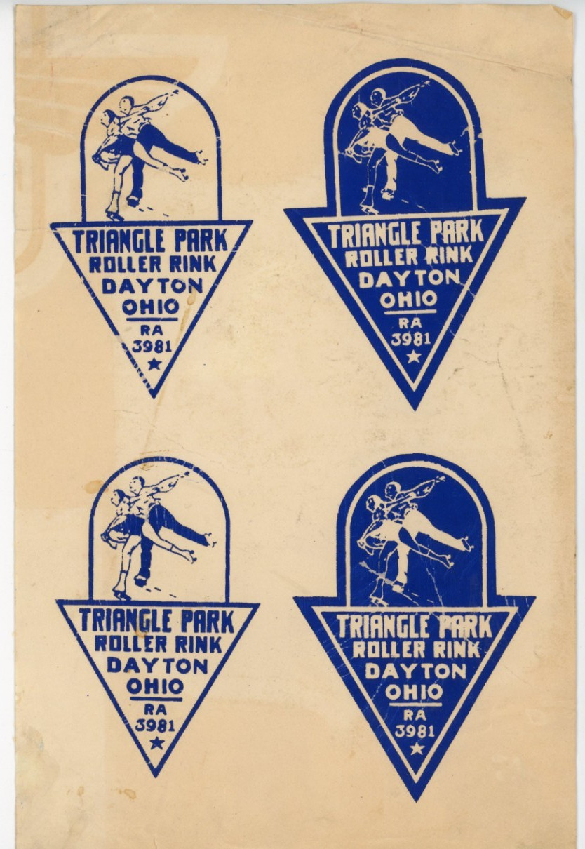1930’s-50’s Triangle Park Dayton, Ohio Roller Skating Label sheet of 4 #8S